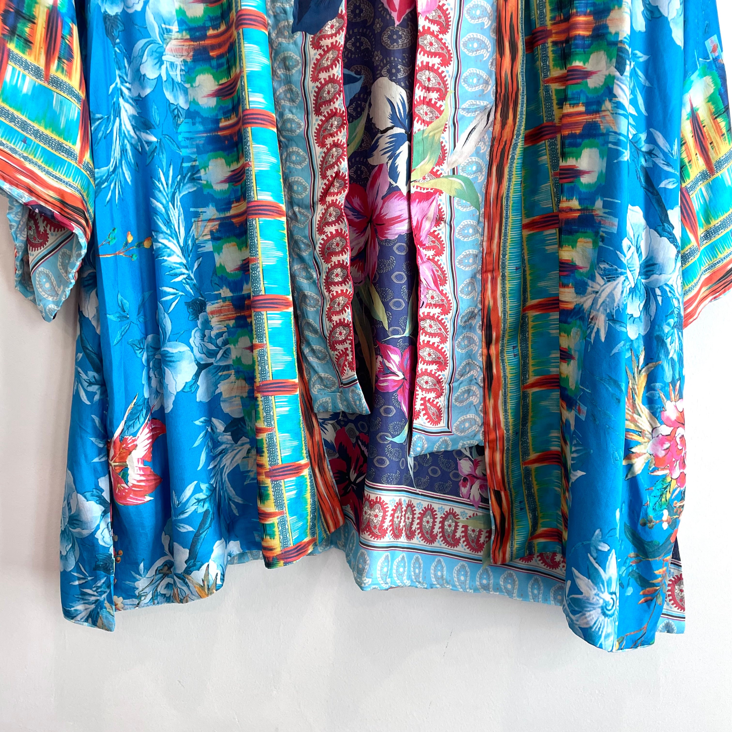 Floral Silk Reversible Kimono Cardigan