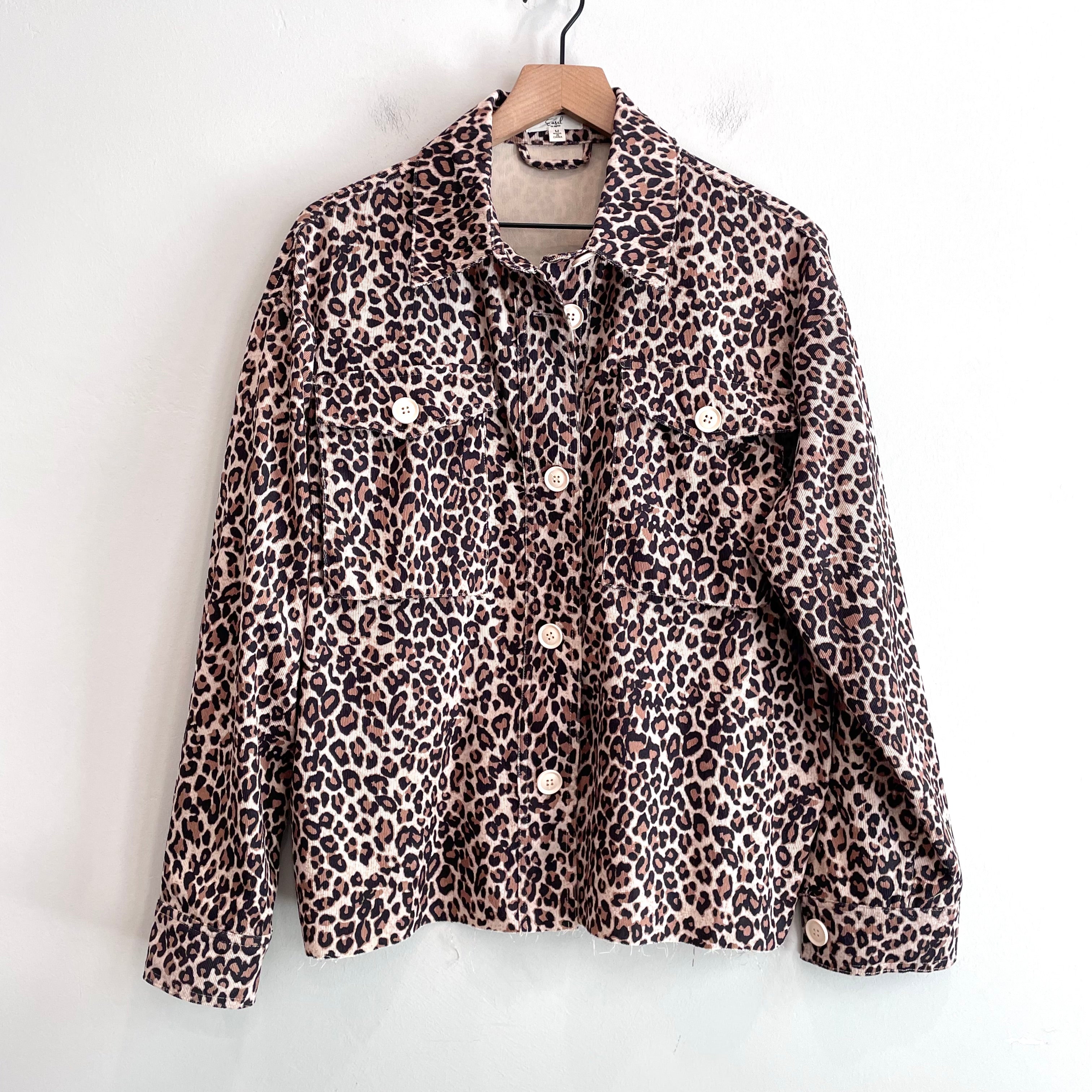 Leopard Corduroy Shirt Jacket