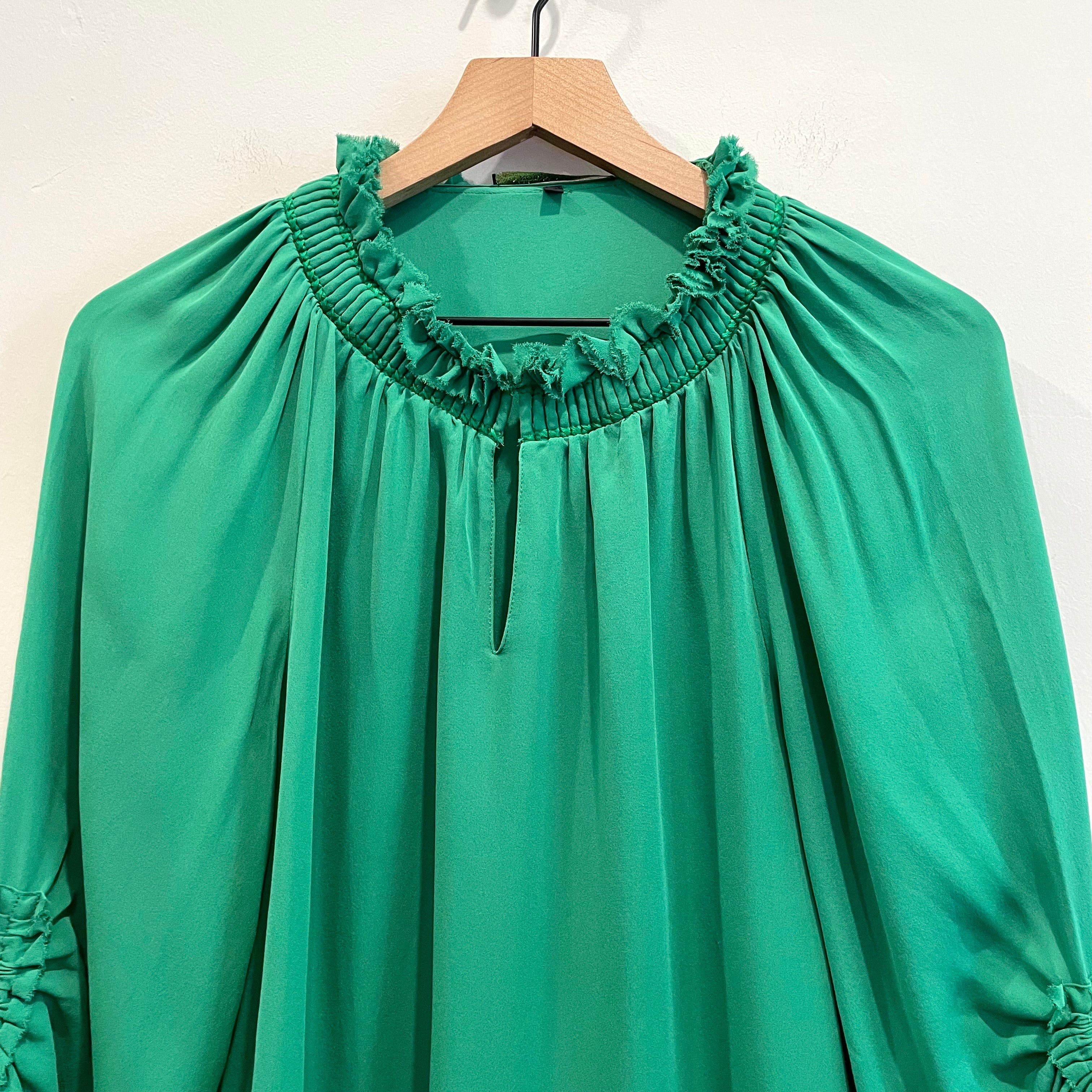 Silk Ruched Sleeve Top