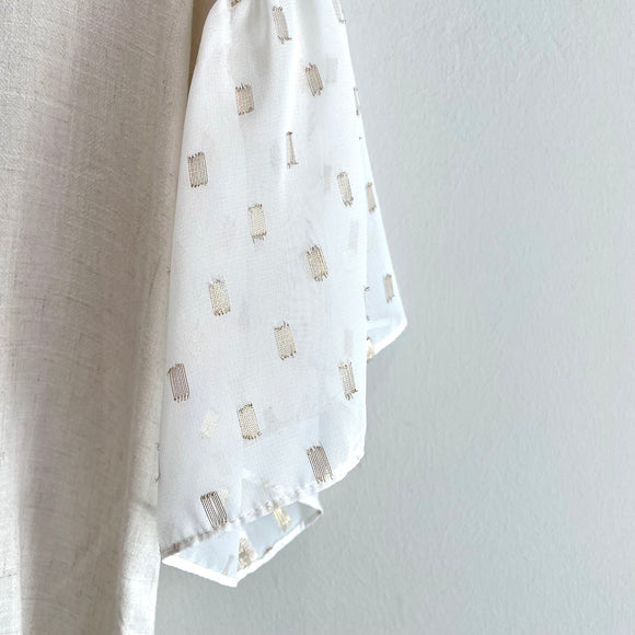 Bow Front Semi-Sheer Fleck Sleeve Top