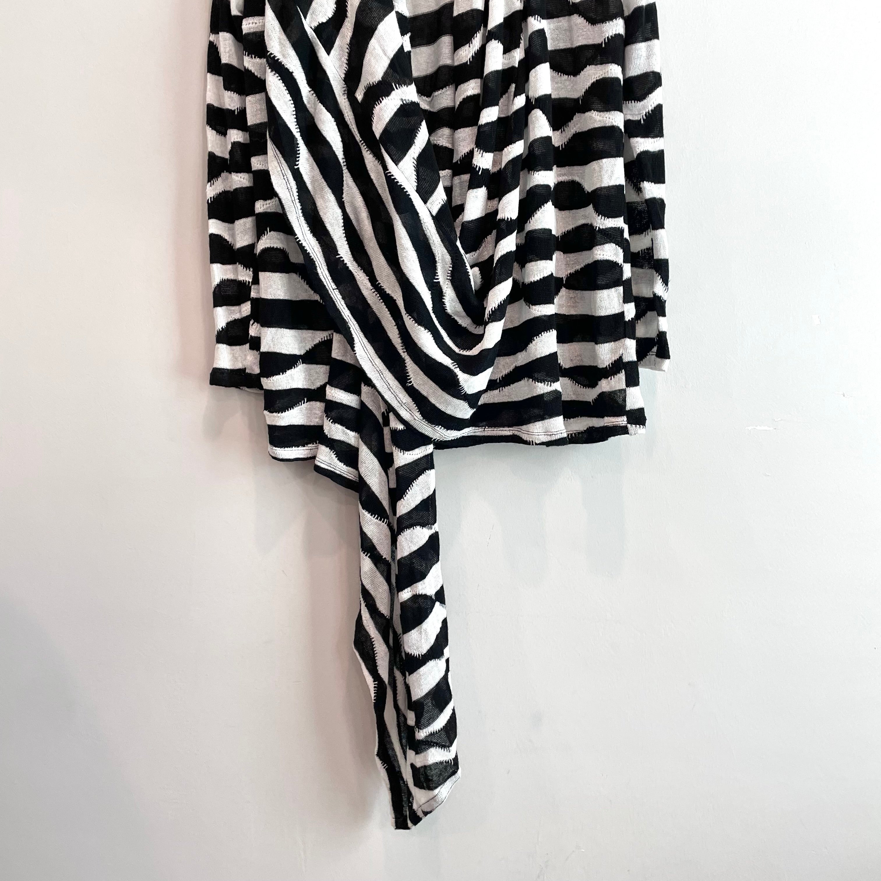 Wavy Striped Wrap Cardigan