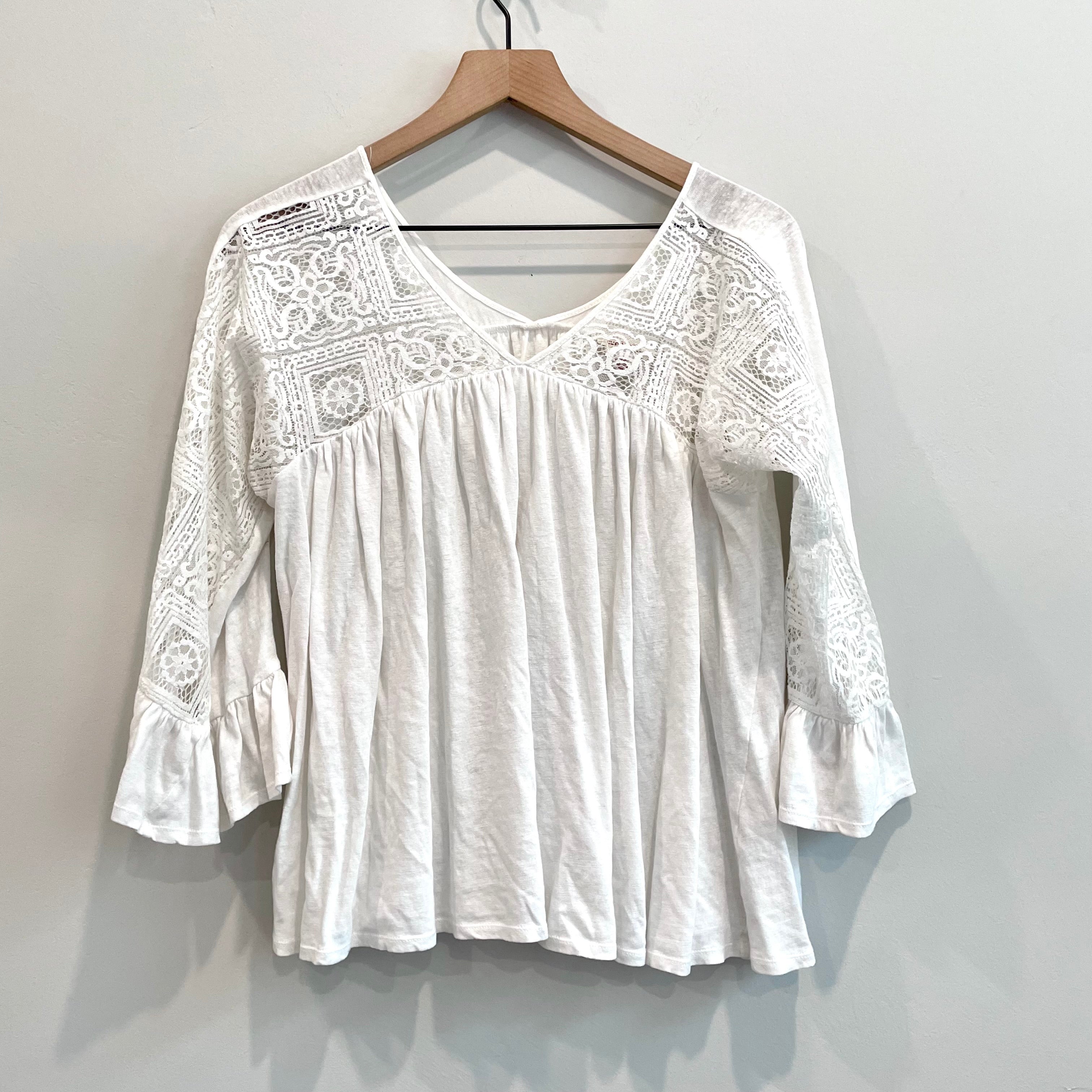 Lace Panel Linen Top