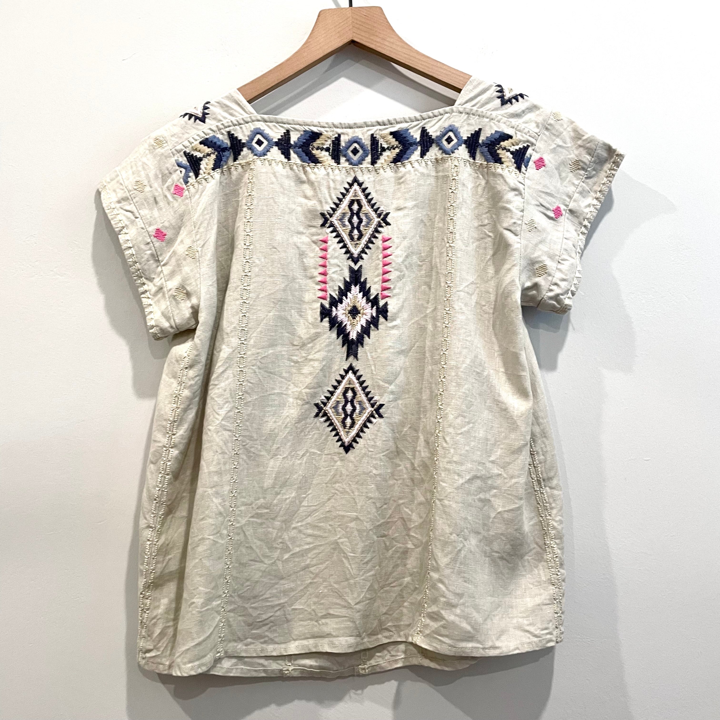 Southwestern Embroidered Linen Top