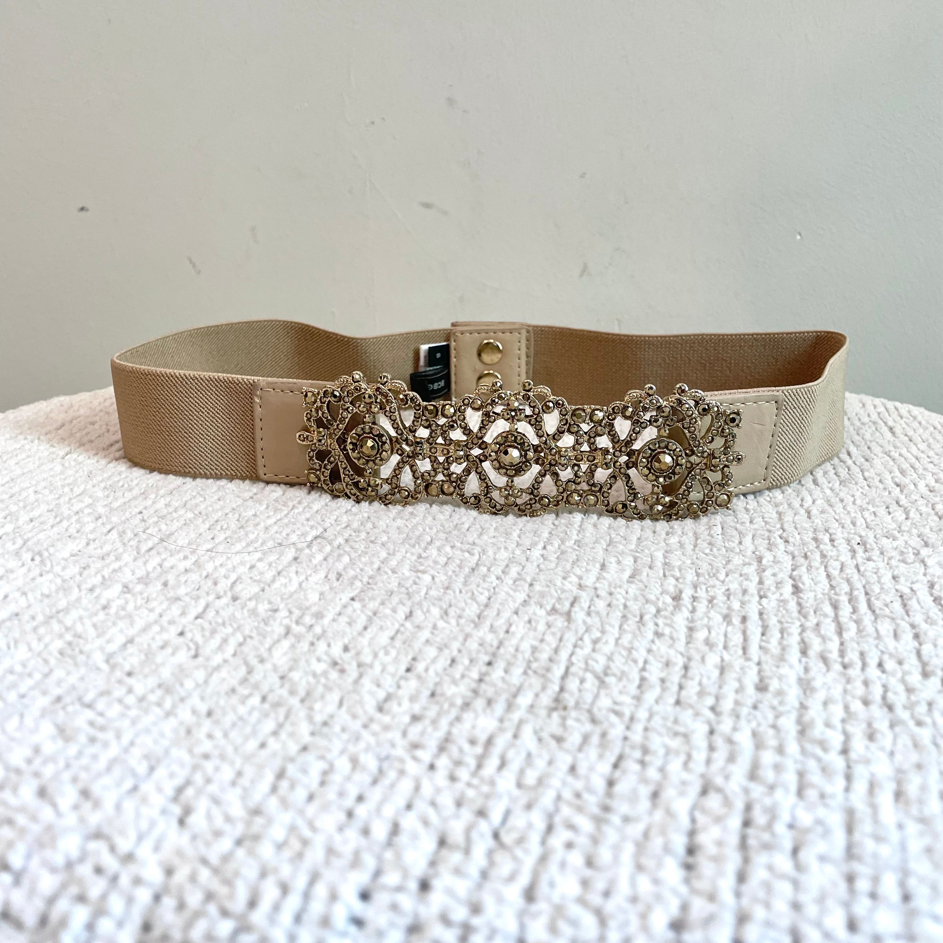 Gold Crystal Elastic Waist Belt