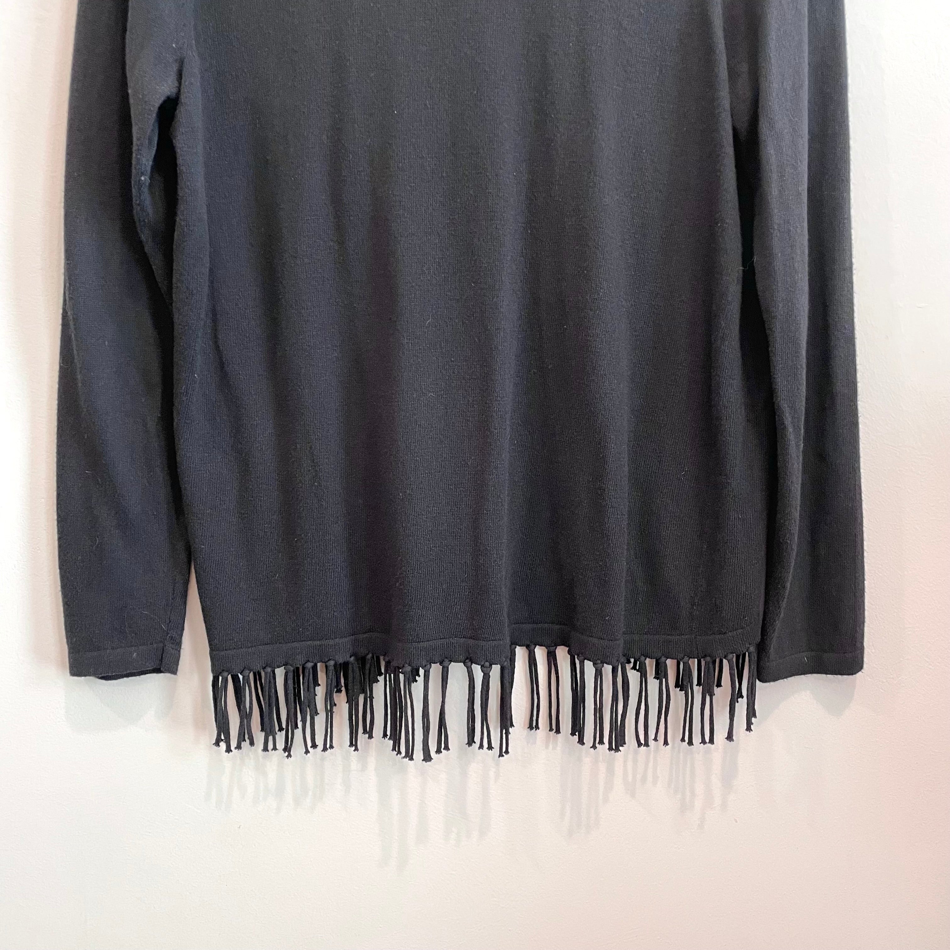 Fringe Hem Open Front Cardigan