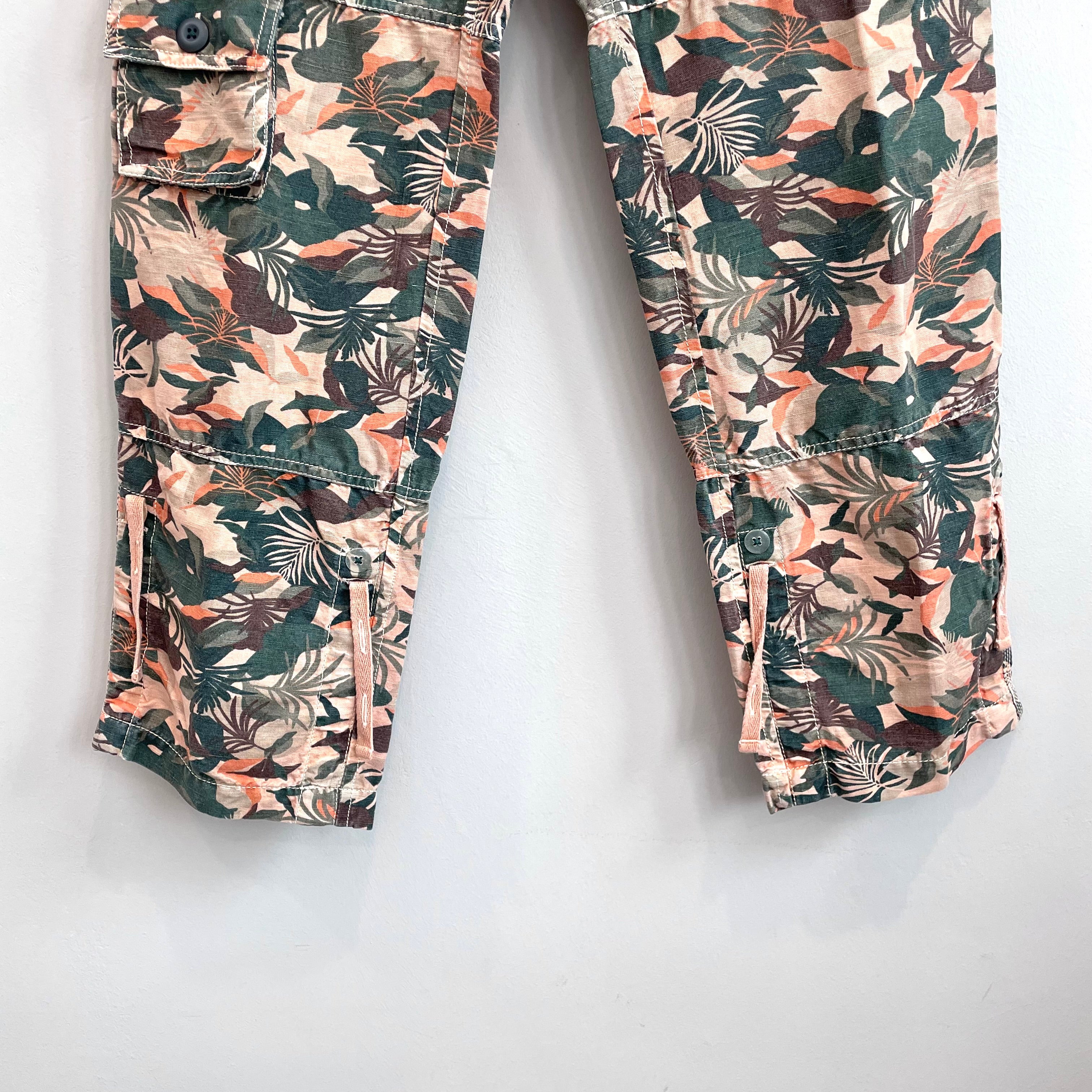 Tropical Cargo Roll Tab Pants