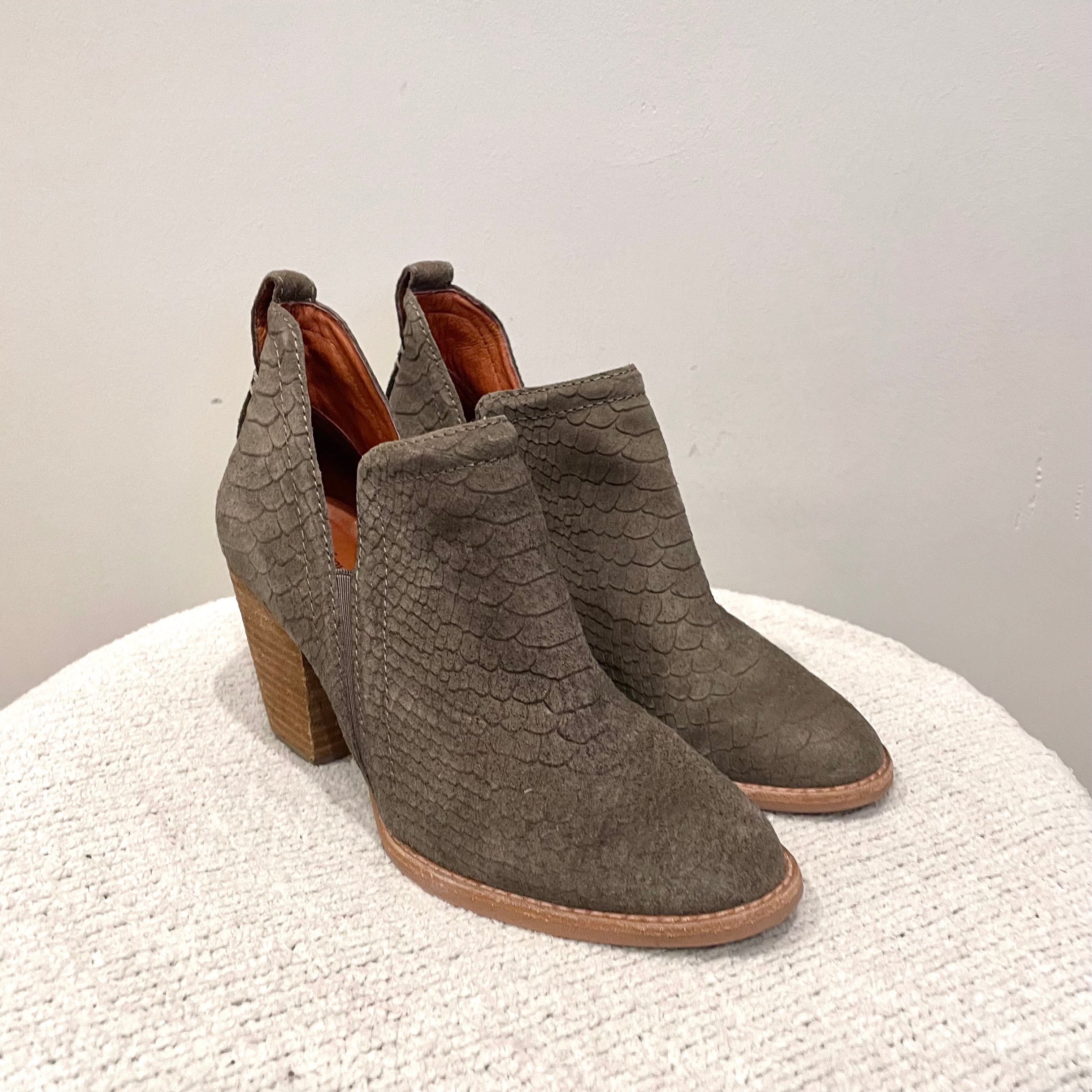 Snakeskin Embossed Booties