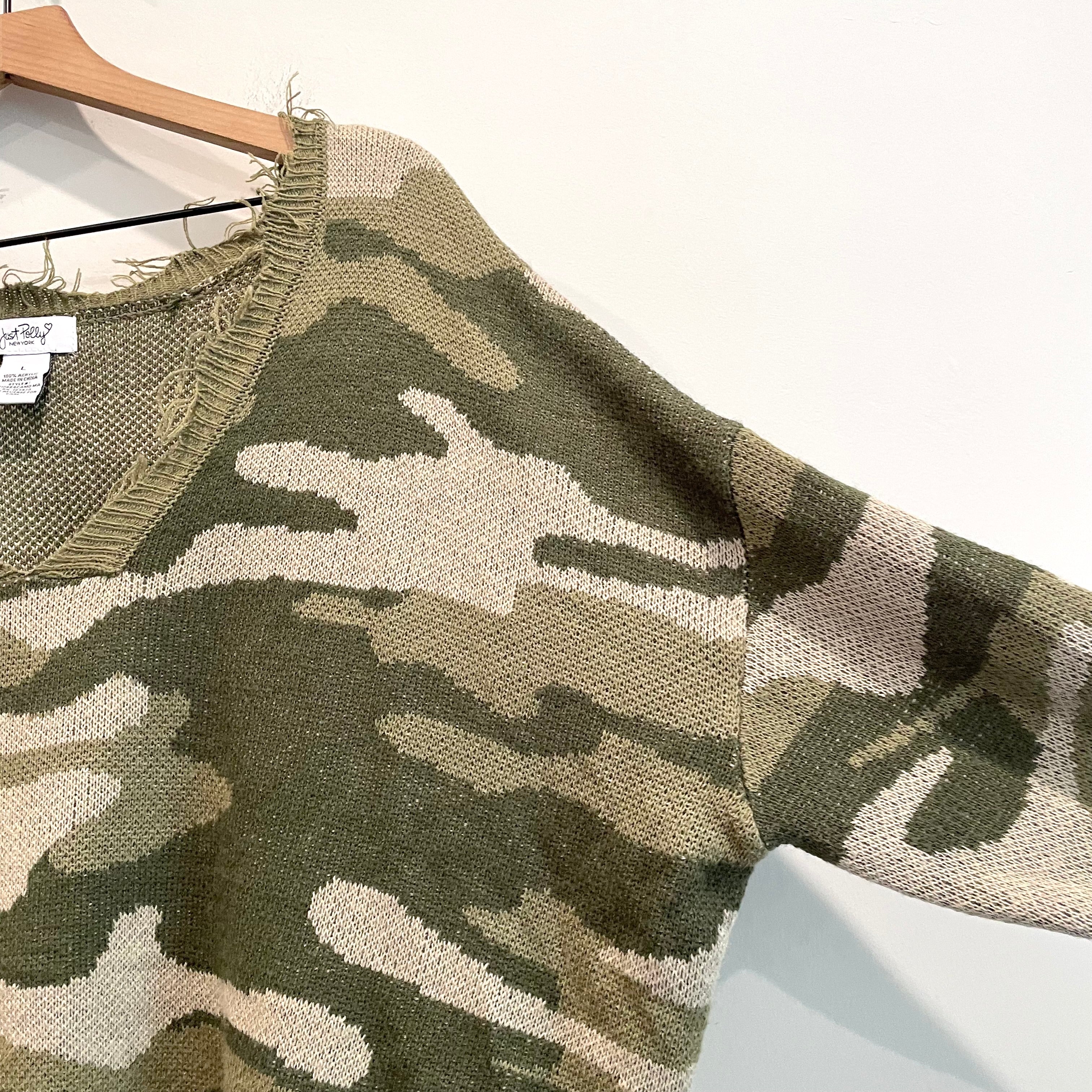 Camo Distressed Sweater