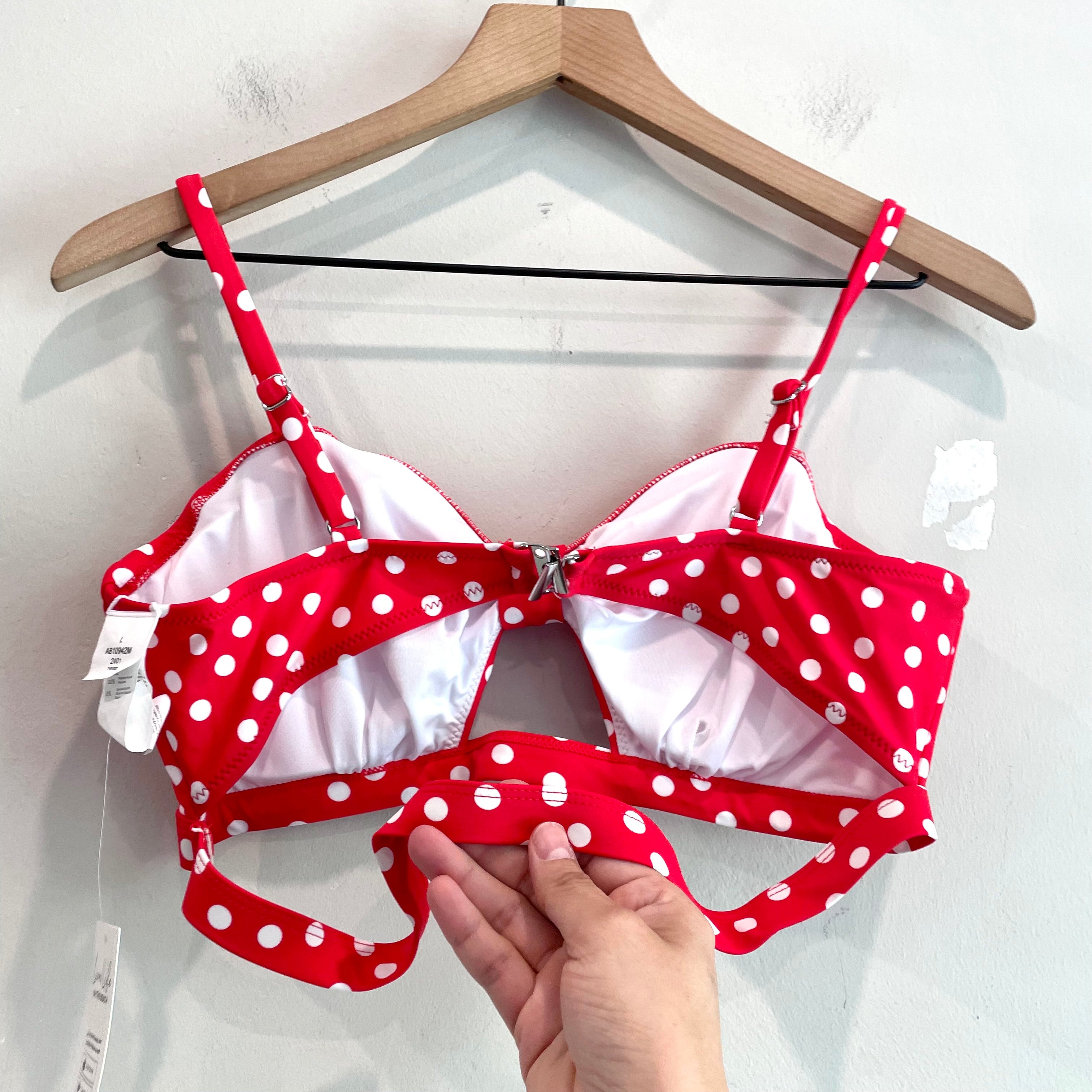 Polka Dot Ruffle Trim Bikini