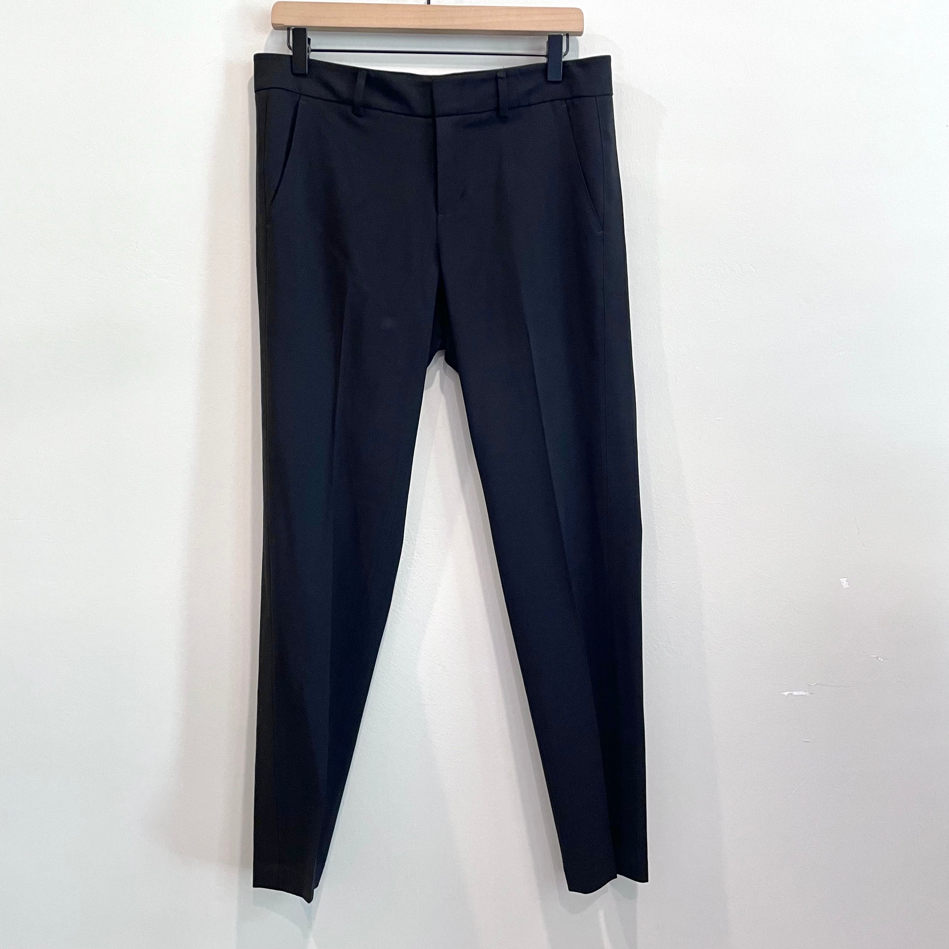 Wool Blend Straight Slim Leg Pants