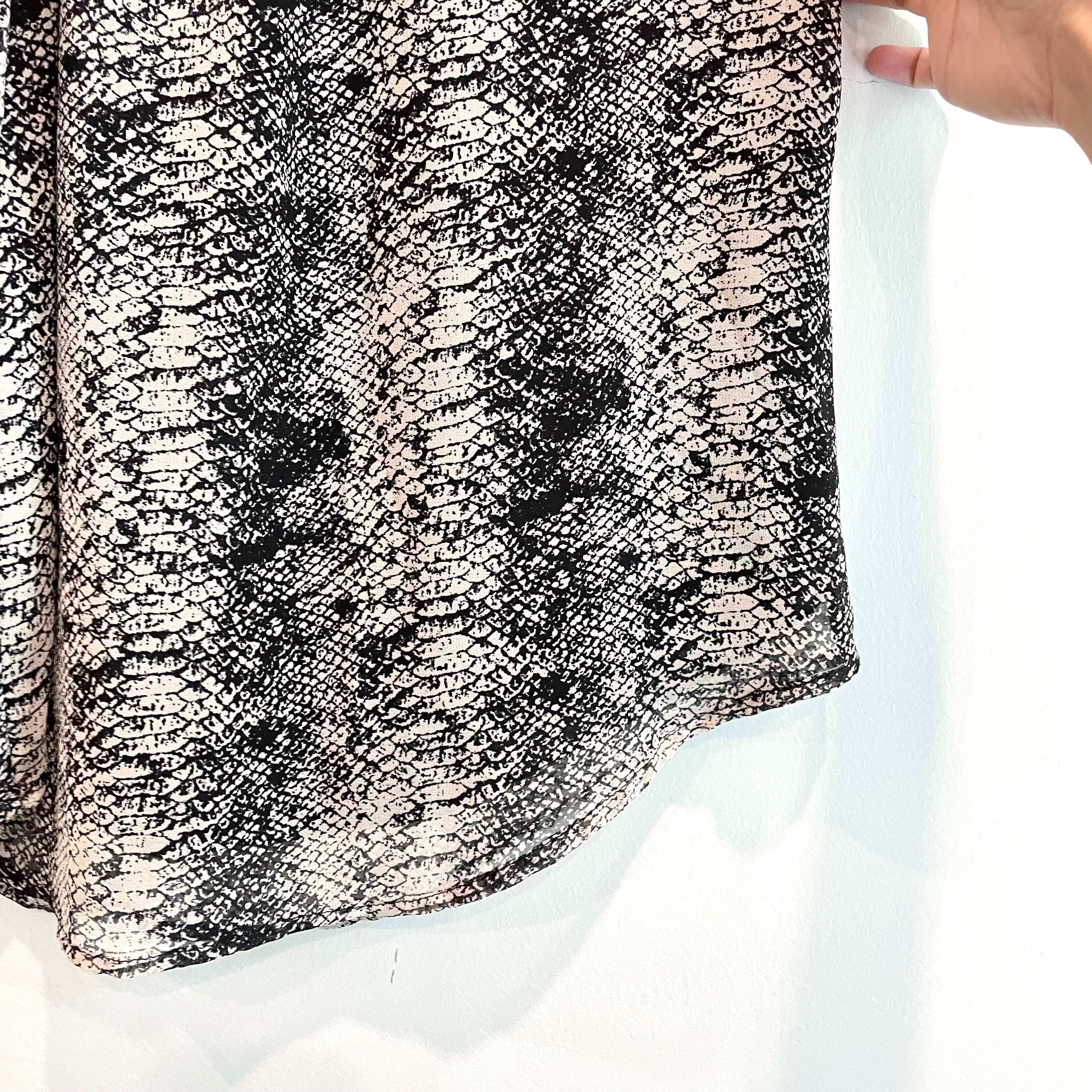 Snakeskin Tie Neck Chiffon Top