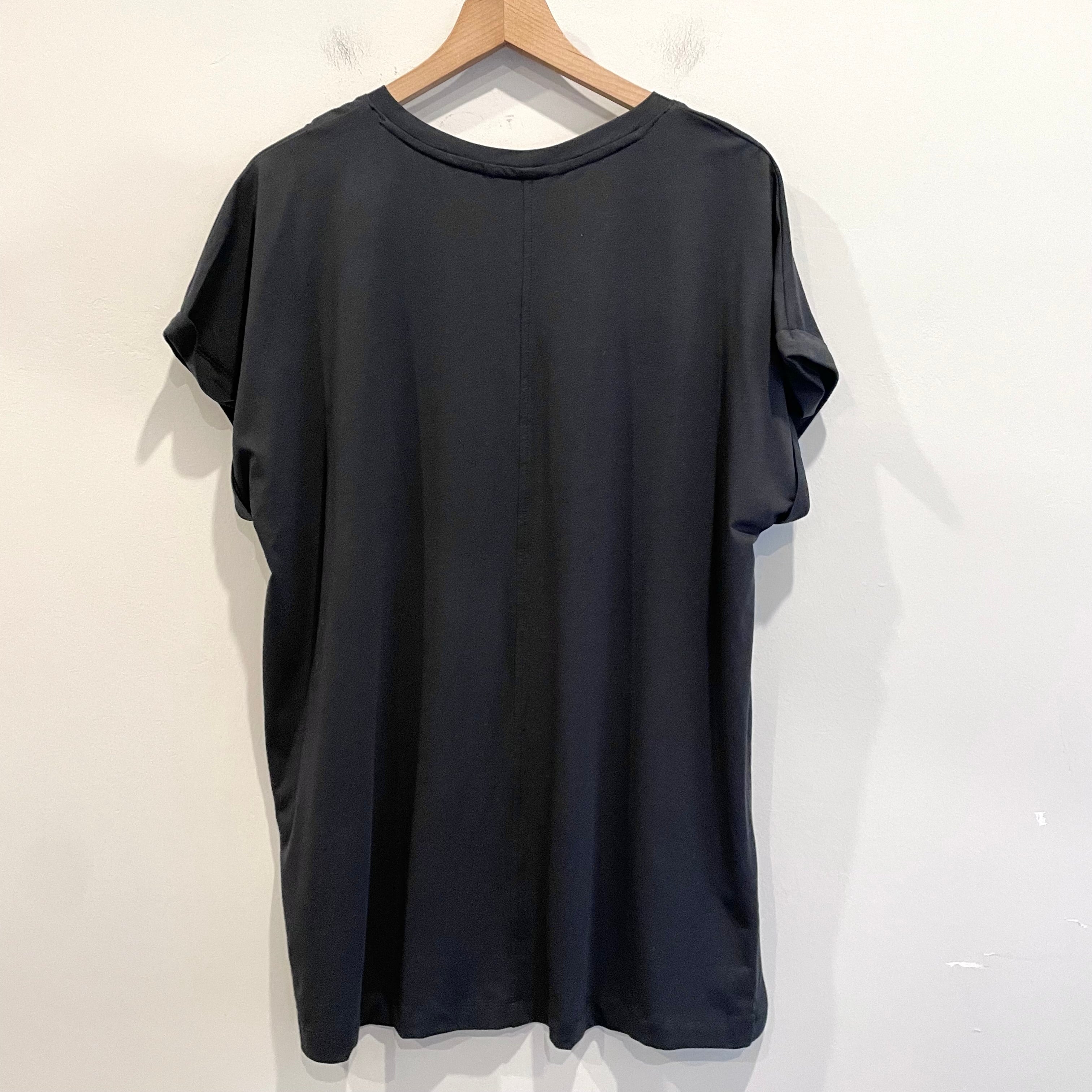 Rolled Sleeve V-Neck Top