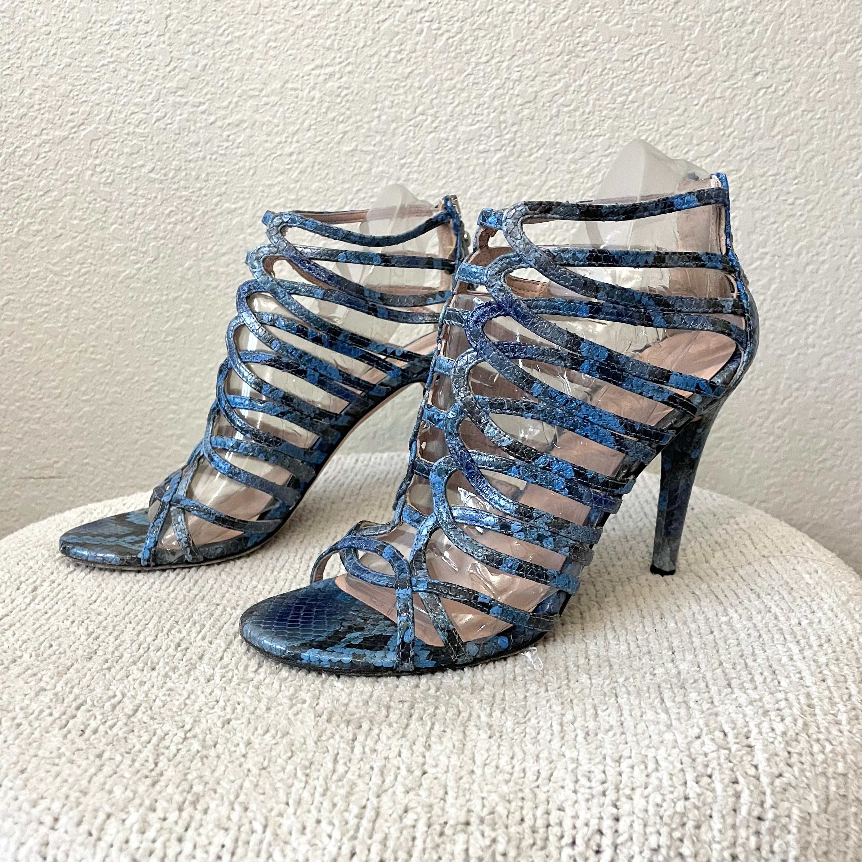 Strappy Snakeskin Heels