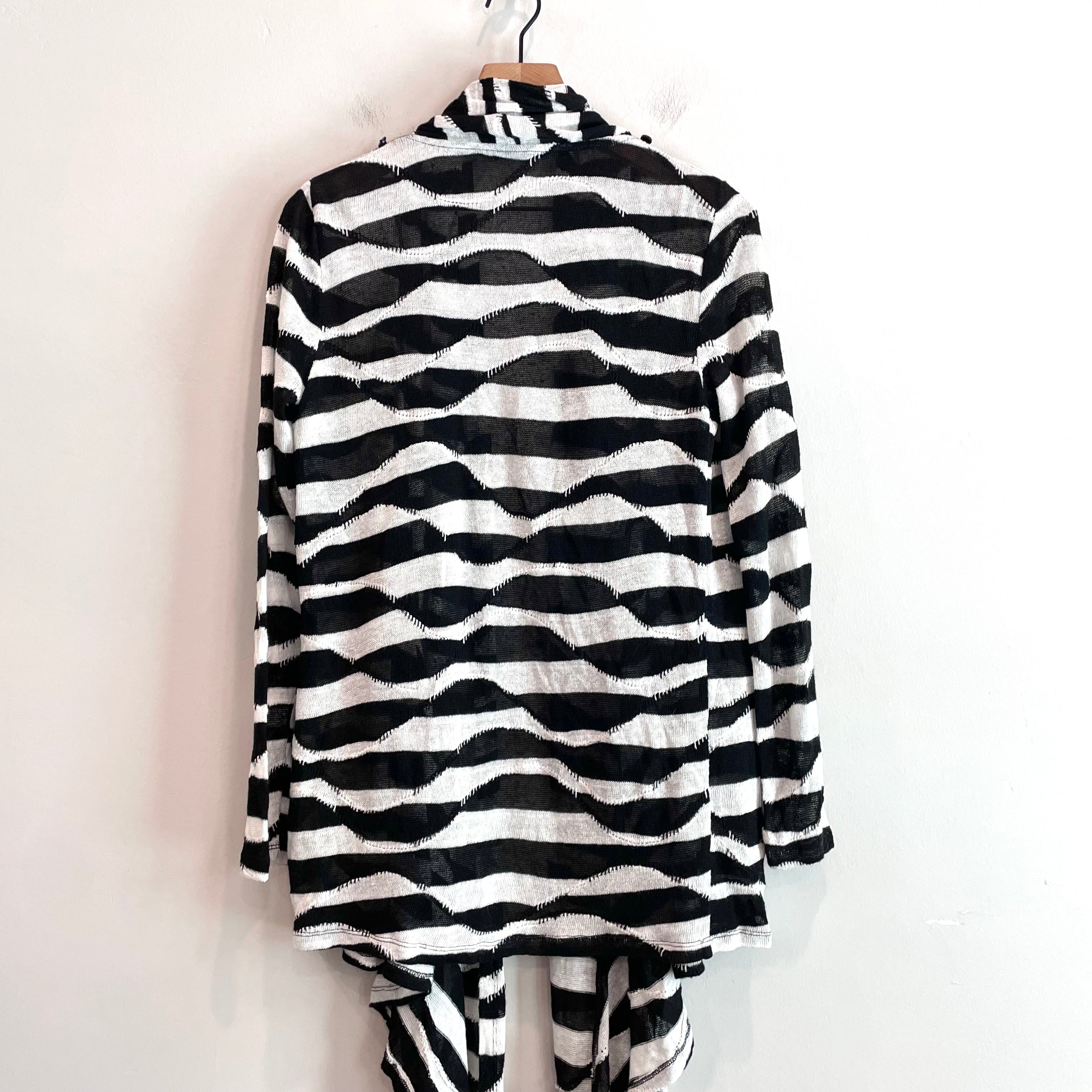 Wavy Striped Wrap Cardigan