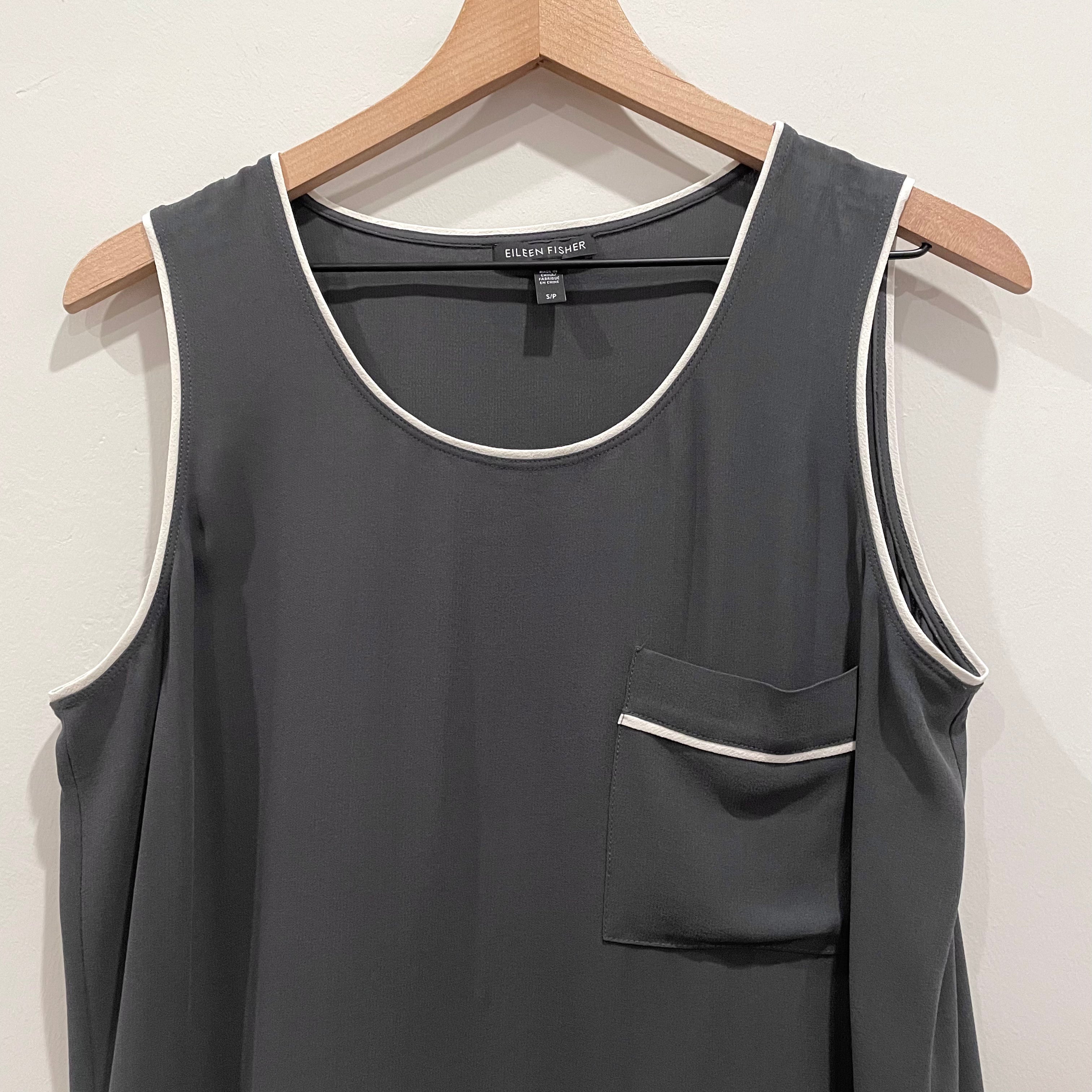 Silk Chest Pocket Tank Top