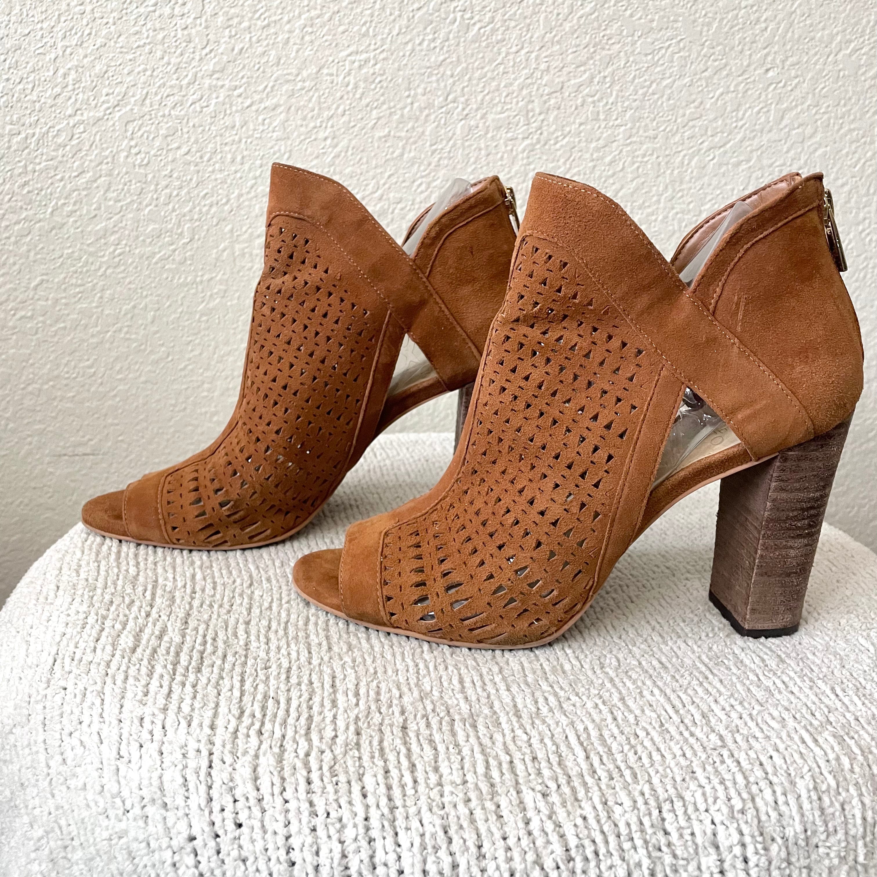 Laser Cut Open Toe Bootie