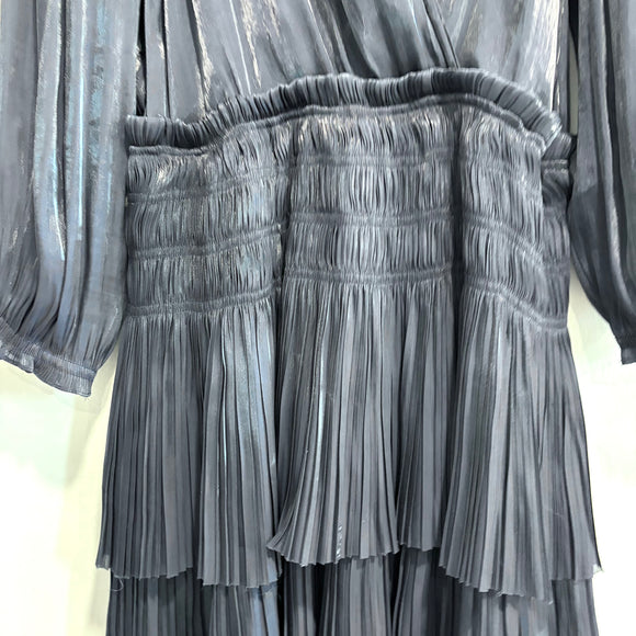 Pleated V-Neck Dress