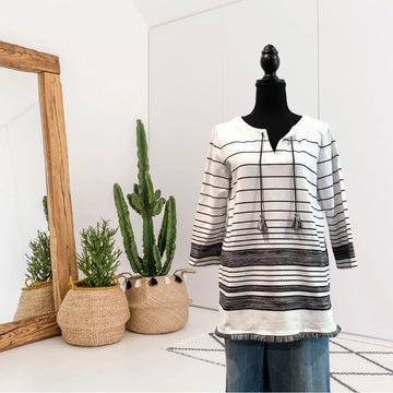 Striped Tassel Blouse