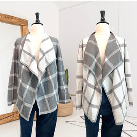 Plaid Reversible Cardigan