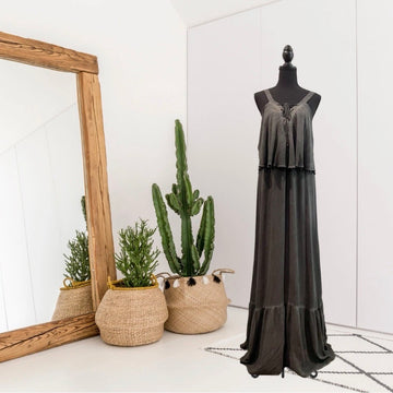 Lace Up Front Maxi Dress