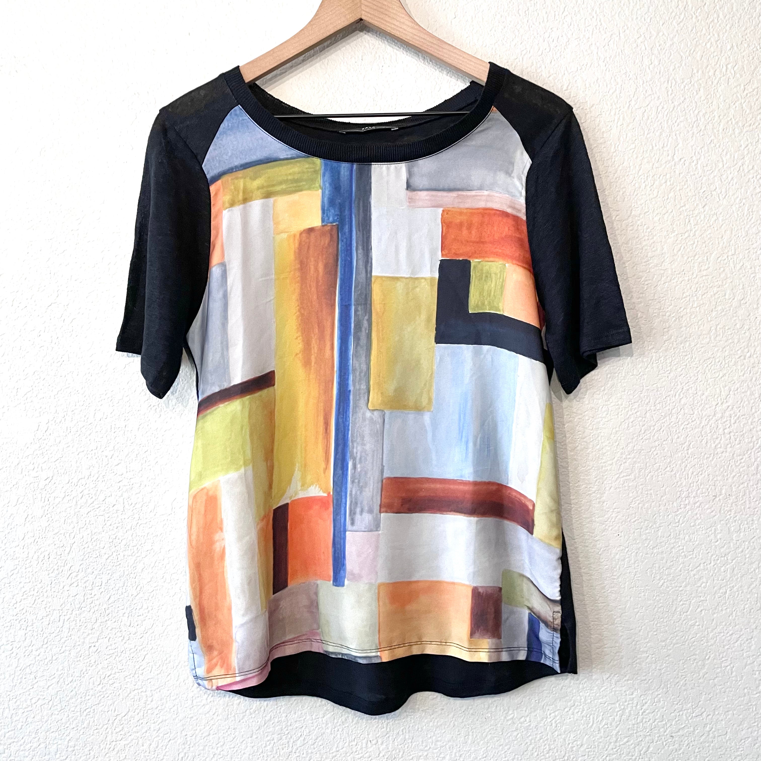 Abstract Linen Back Top