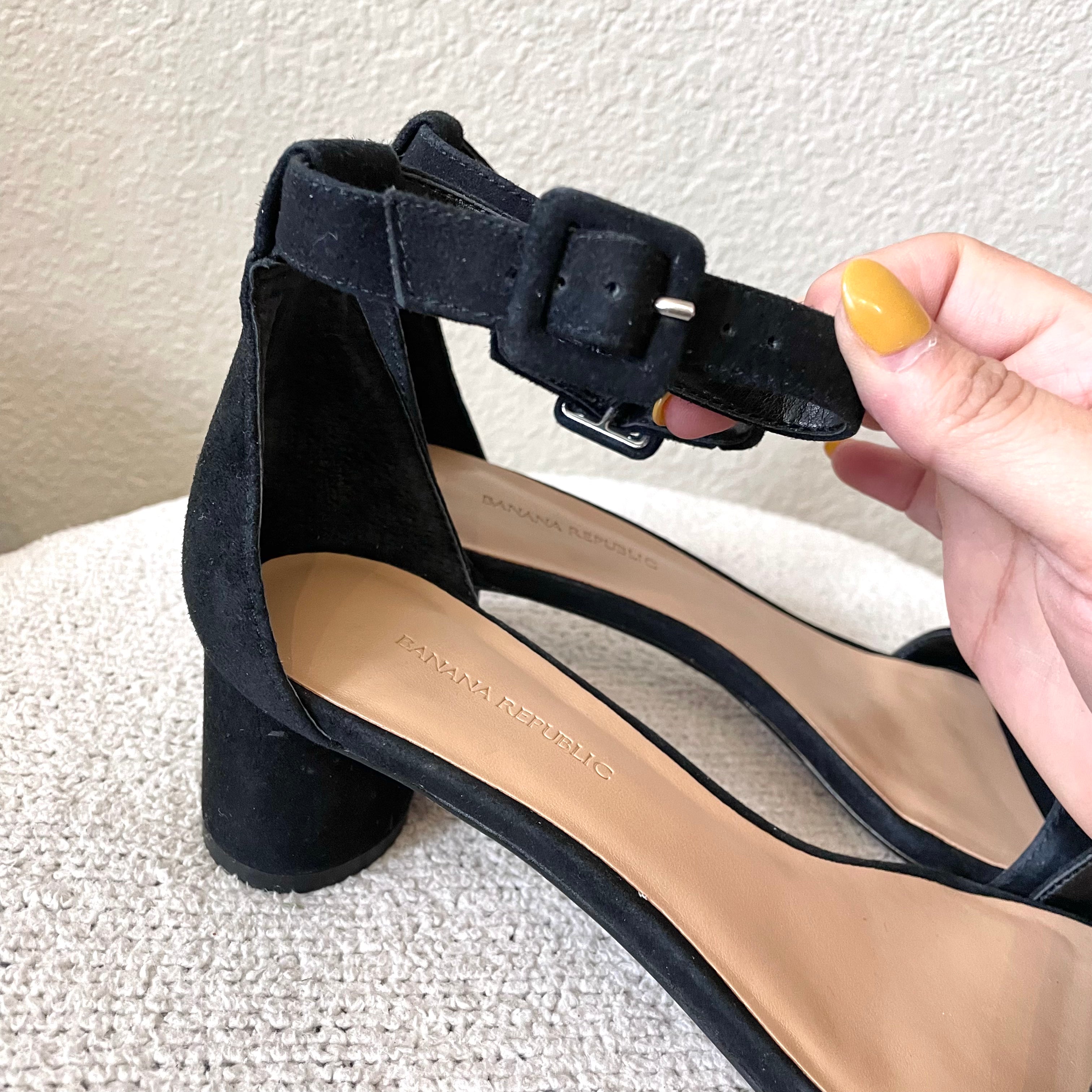 Suede Low Block Heel