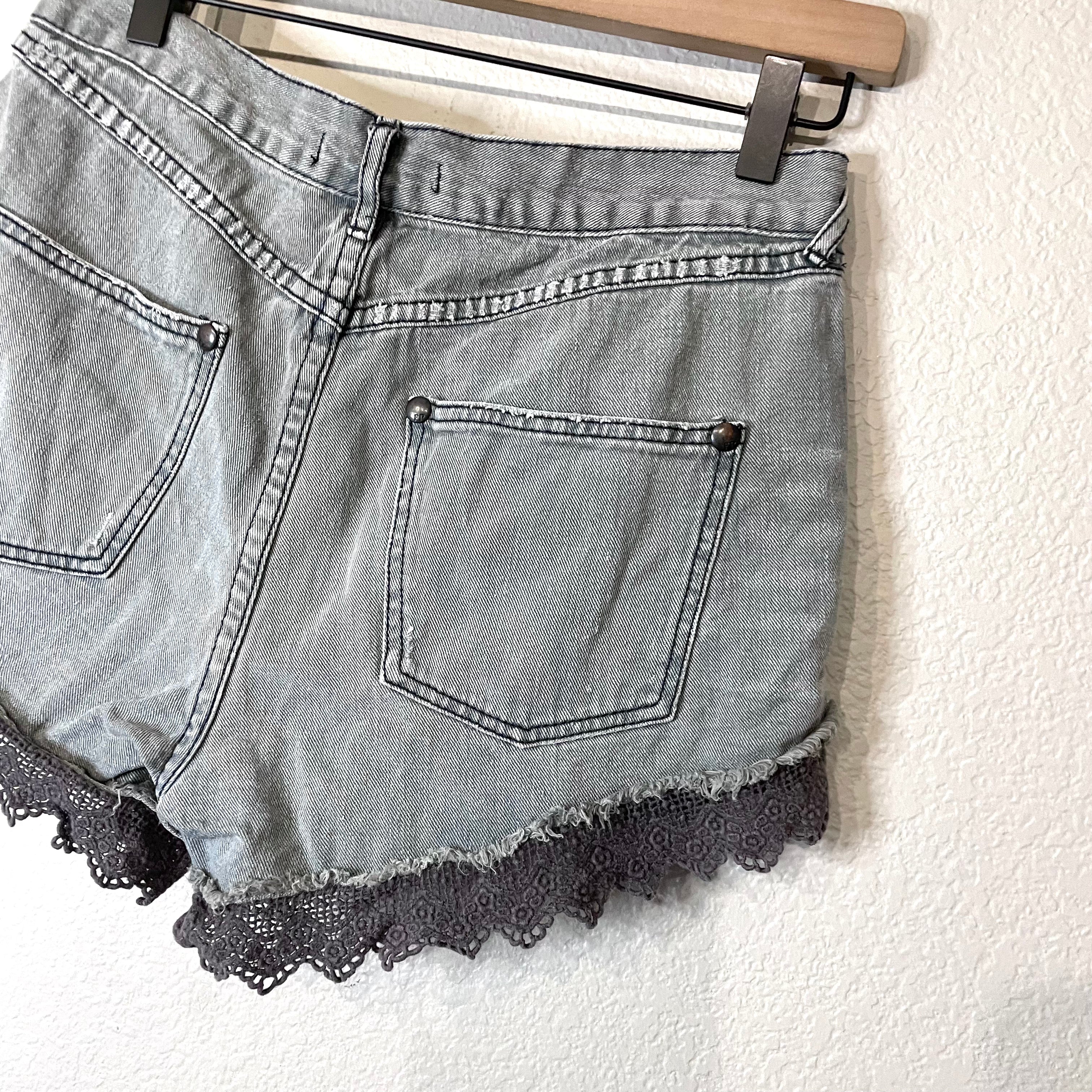 Lace Trim Jean Shorts