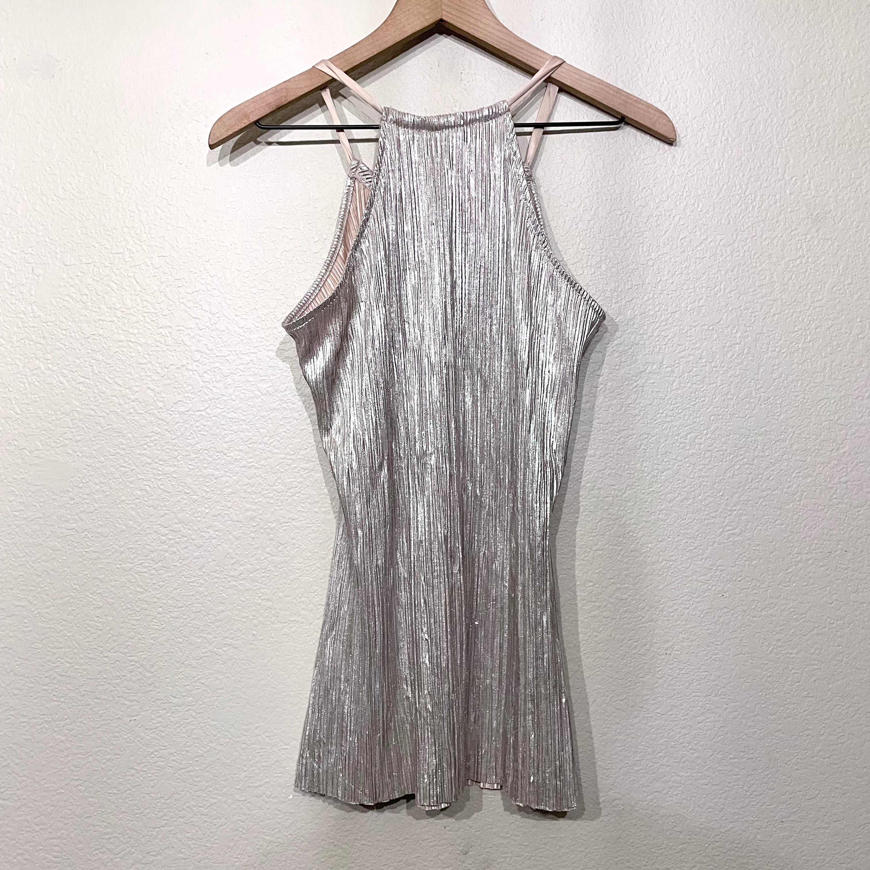 Metallic Pleated Top