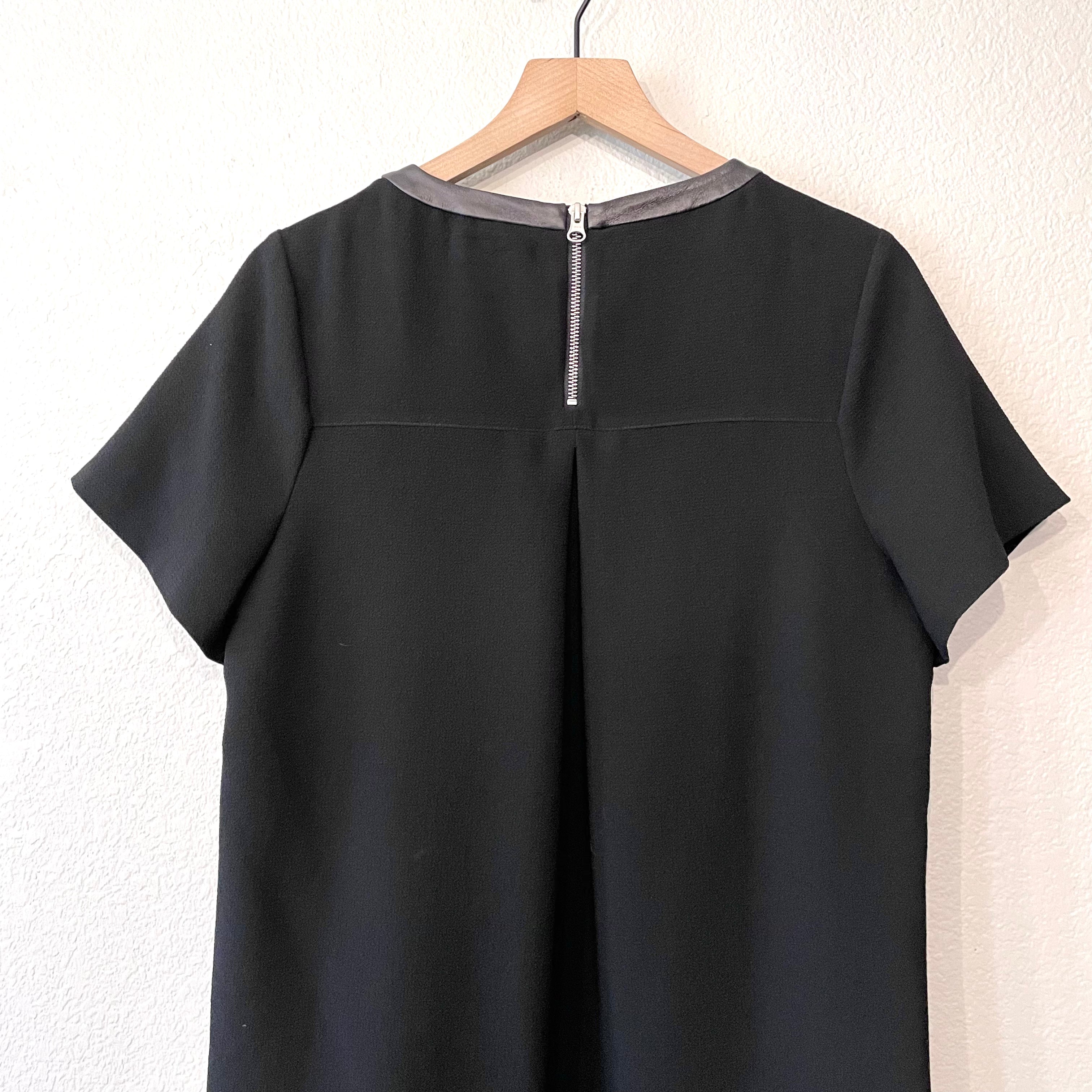 Leather Trim Shift Dress