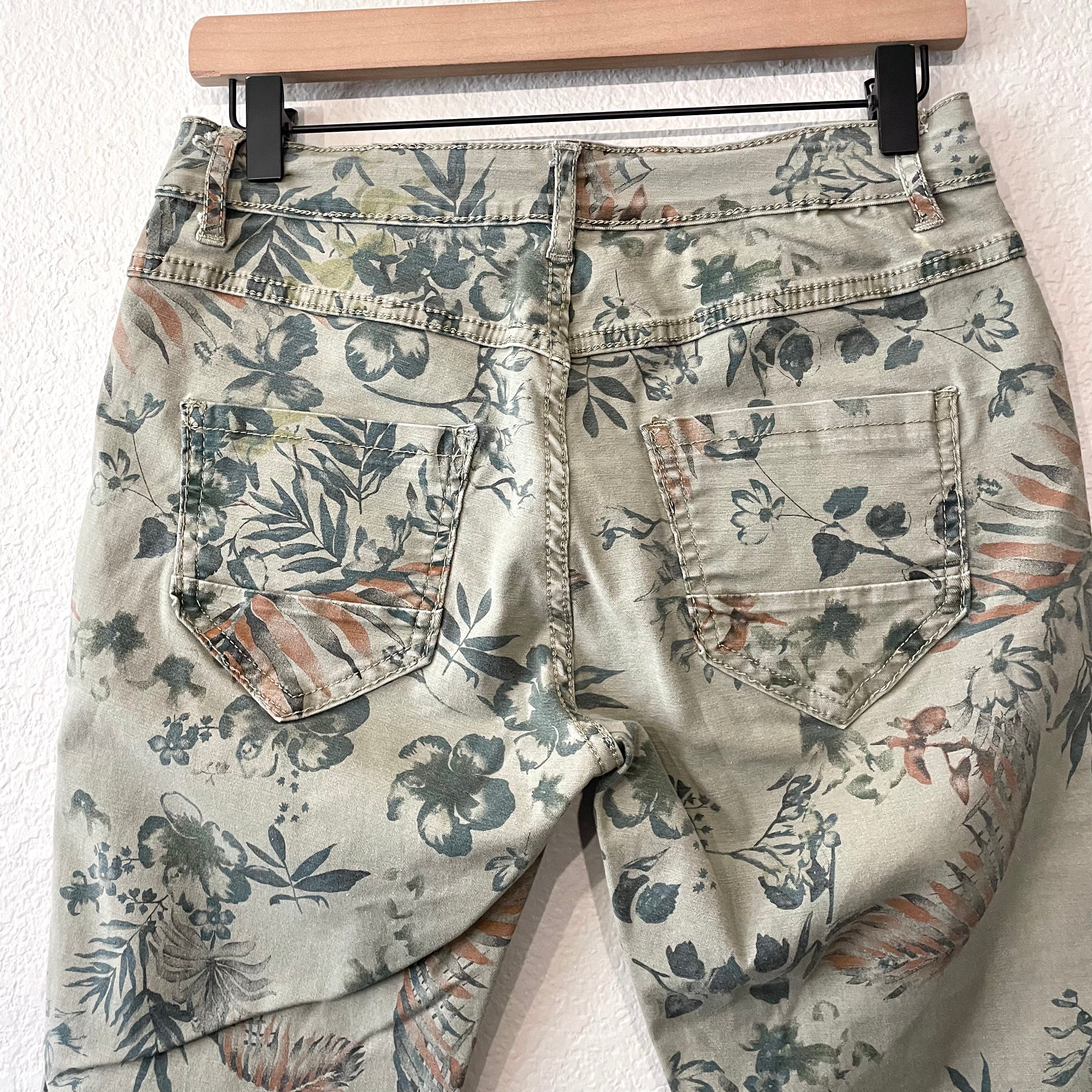 Reversible Floral Leaf Jeans