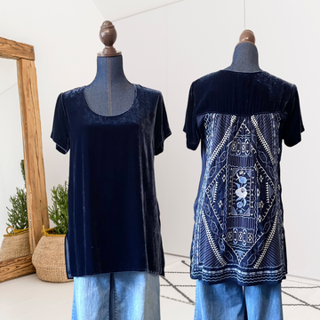 Velvet Embroidered Back Top