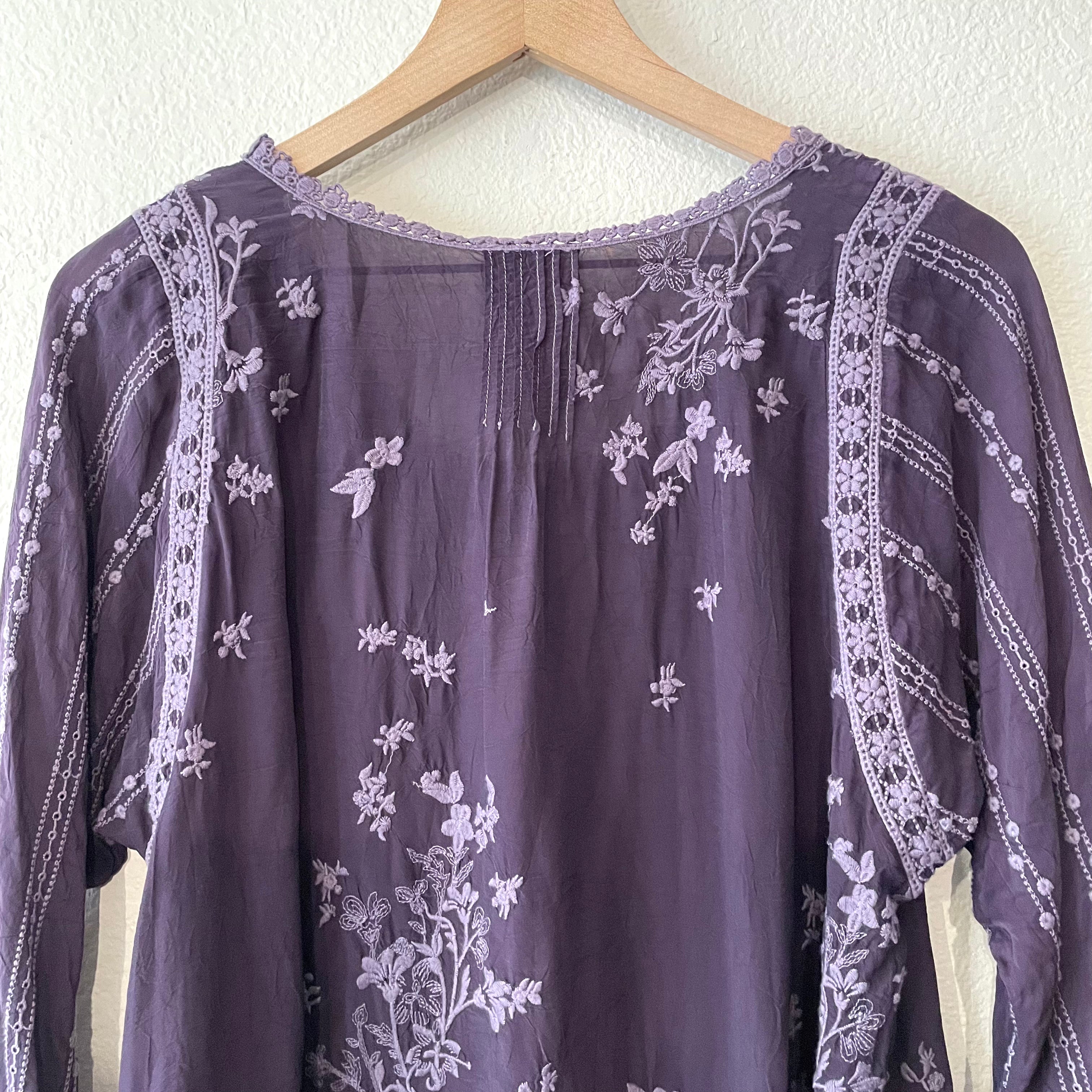 Crochet Trim Embroidered Tunic