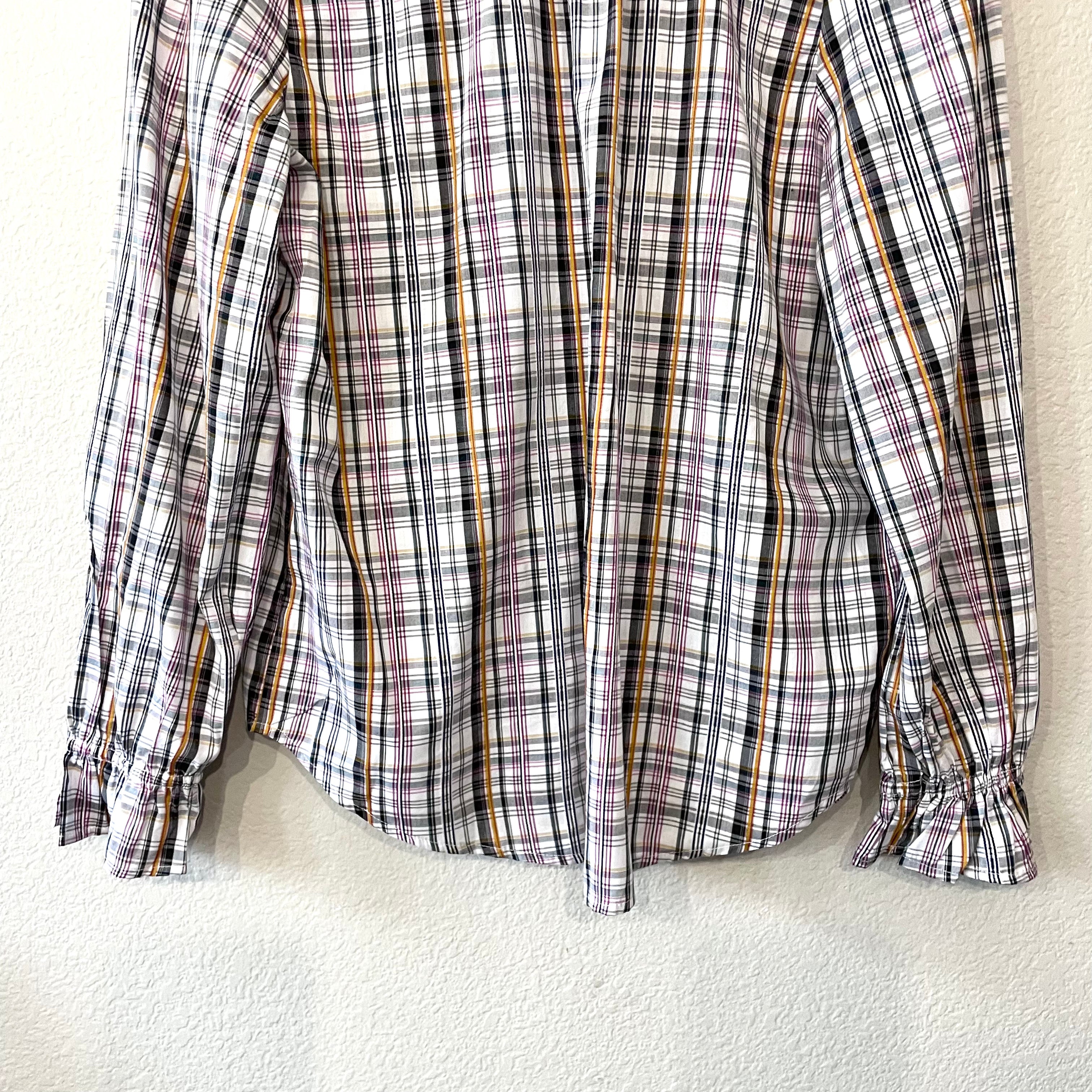 Plaid Bell Sleeve Button Up