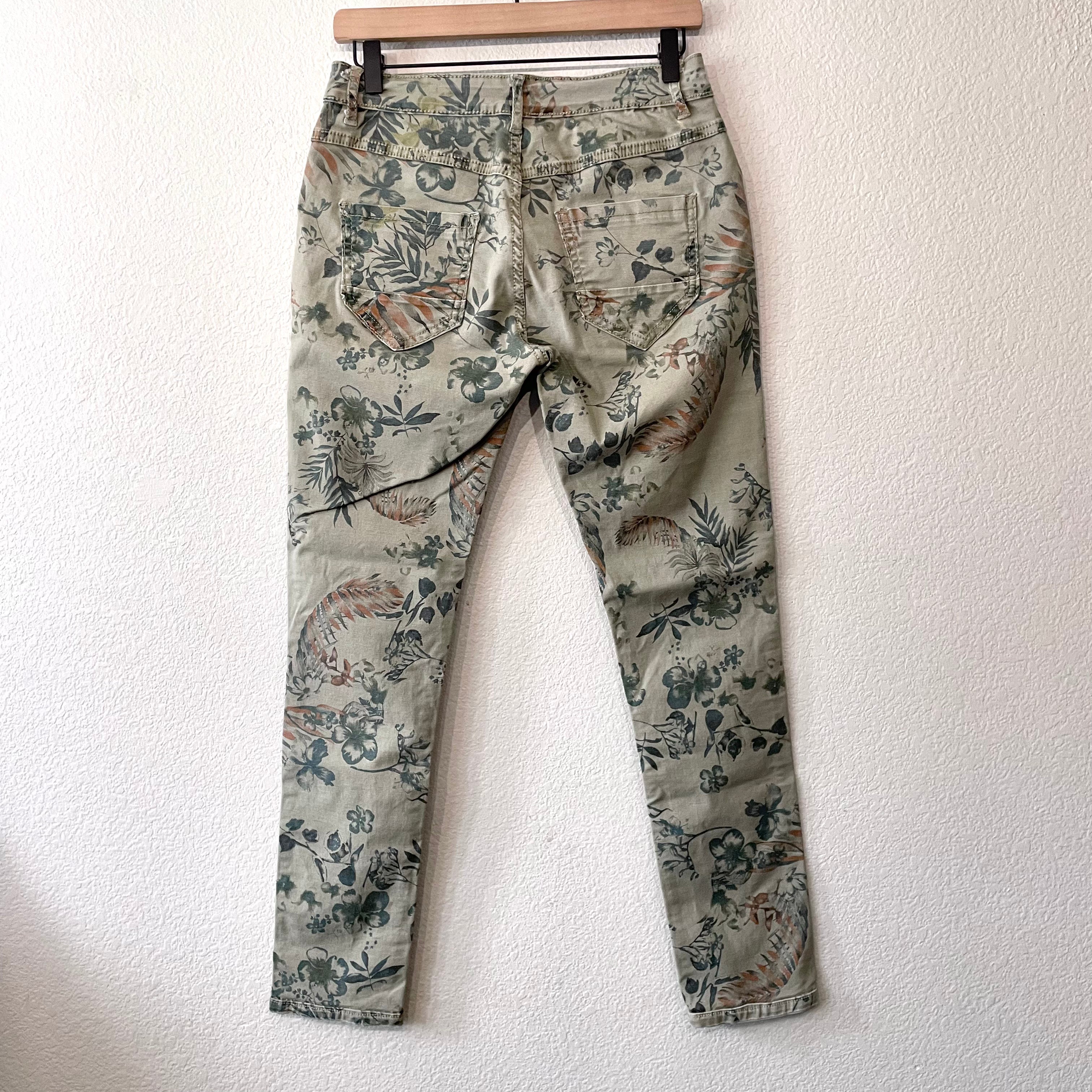 Reversible Floral Leaf Jeans