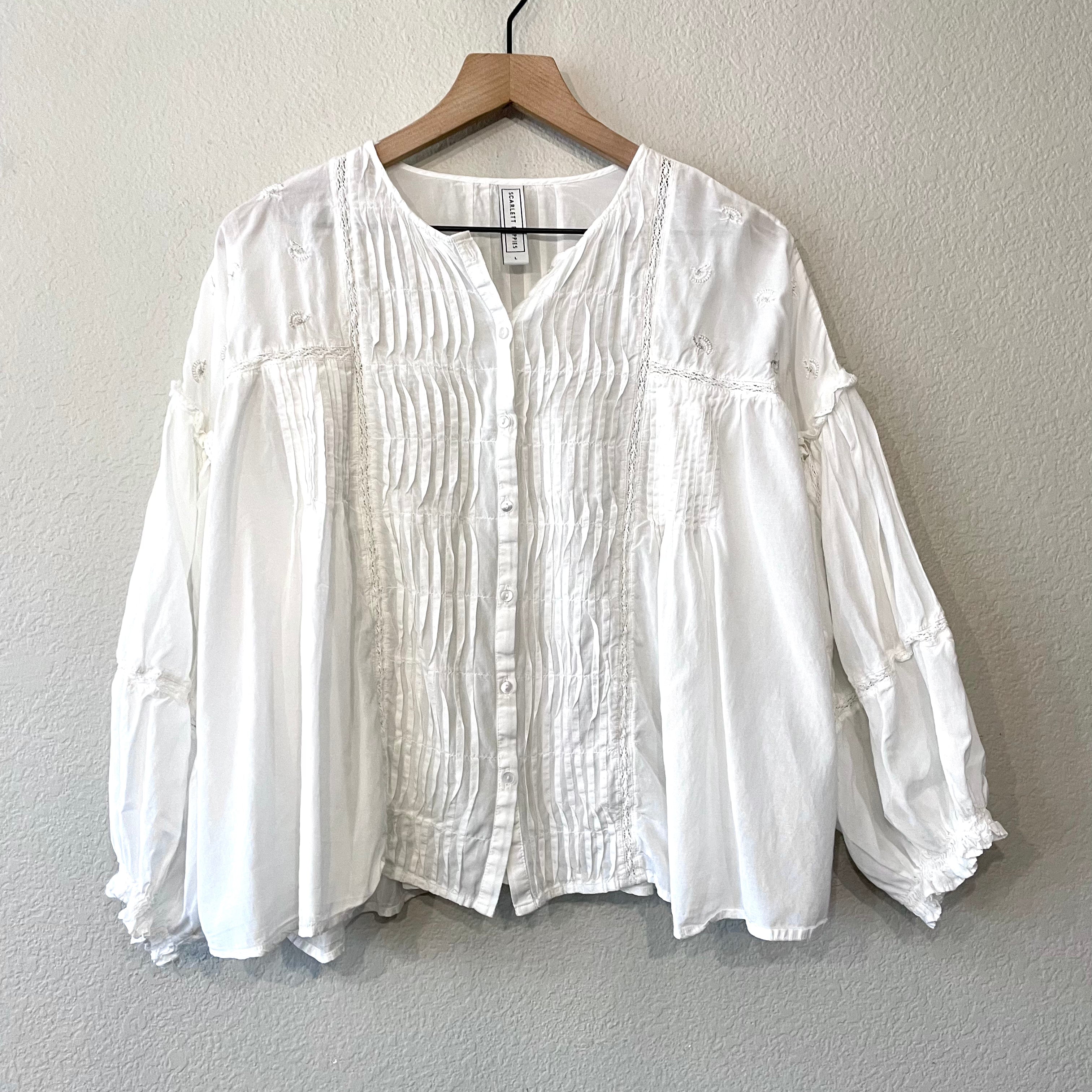 Pleated Button Down Boho Top