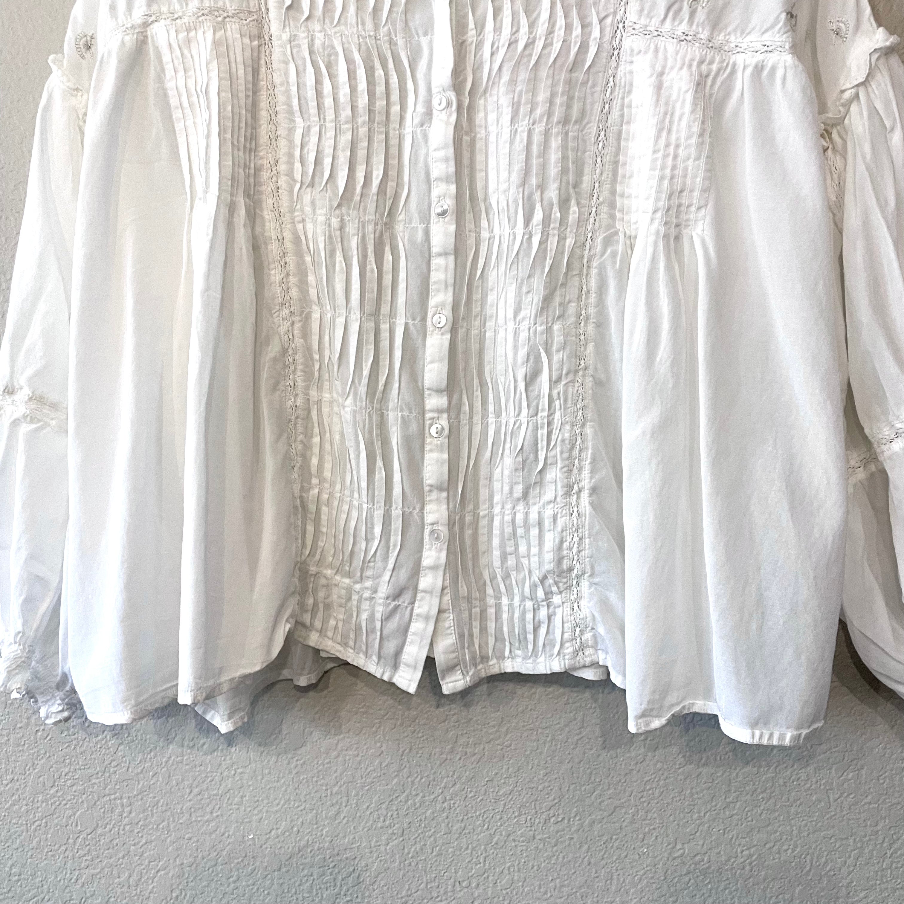 Pleated Button Down Boho Top