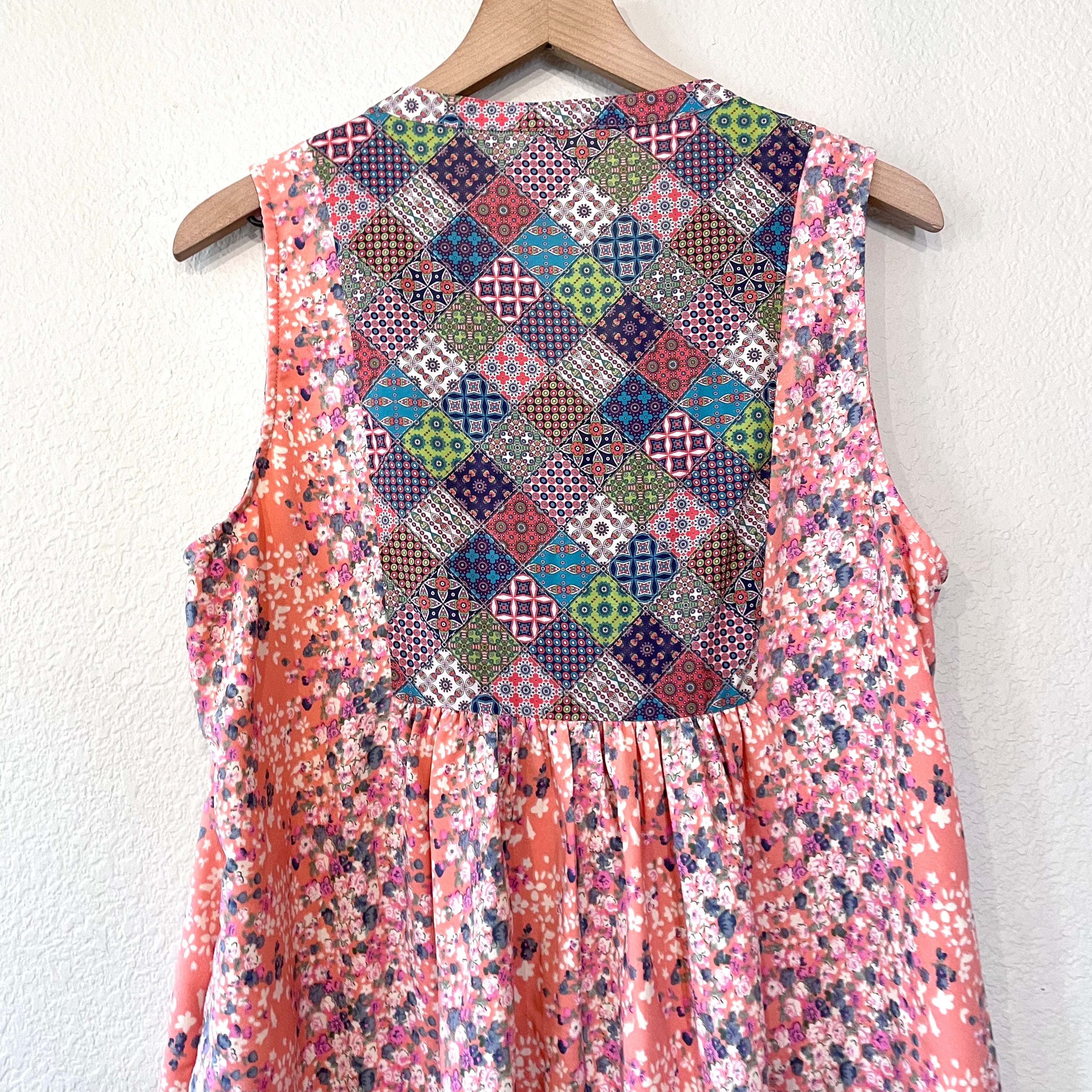 Patchwork Floral Print Dress