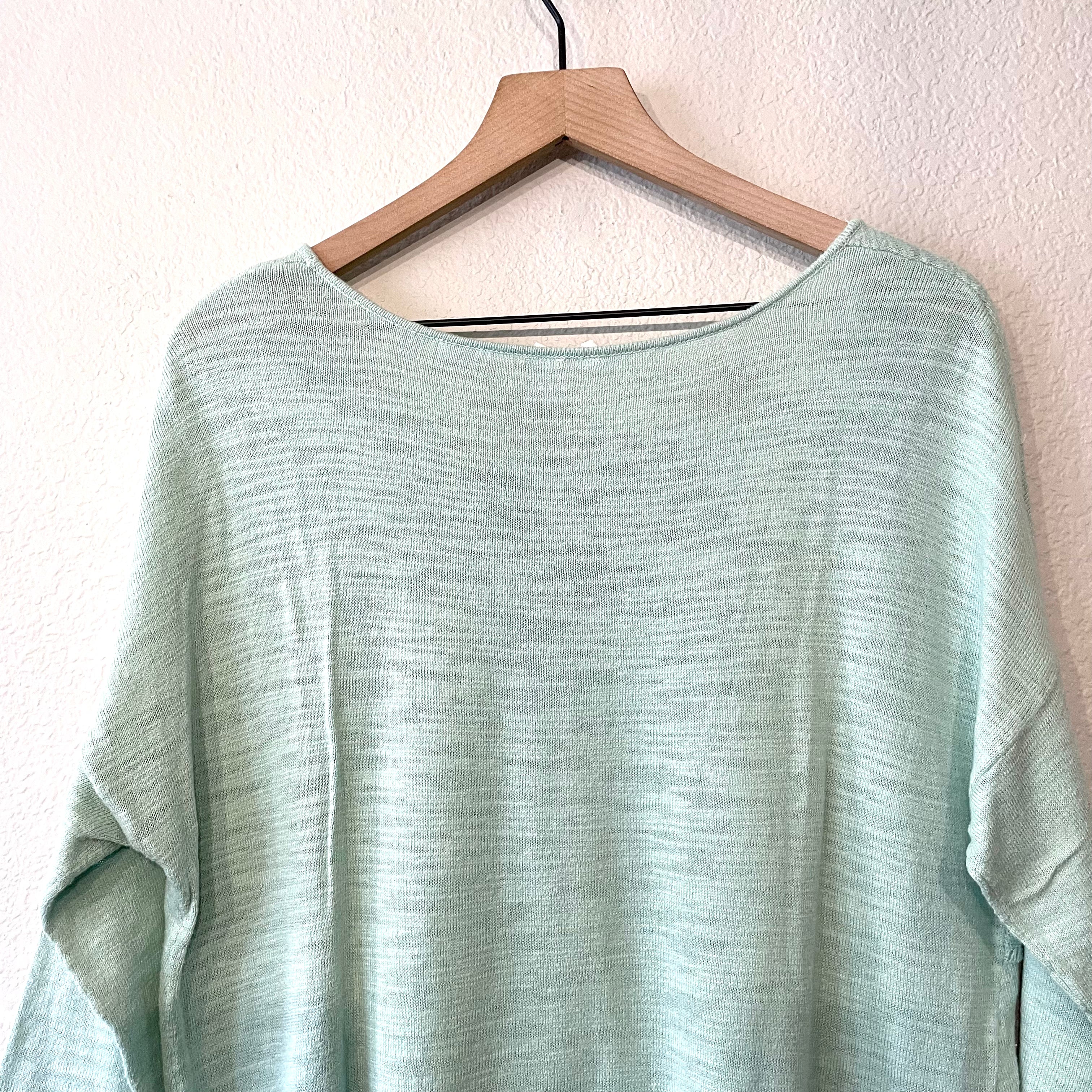 Pointelle Cross Front Hem Sweater