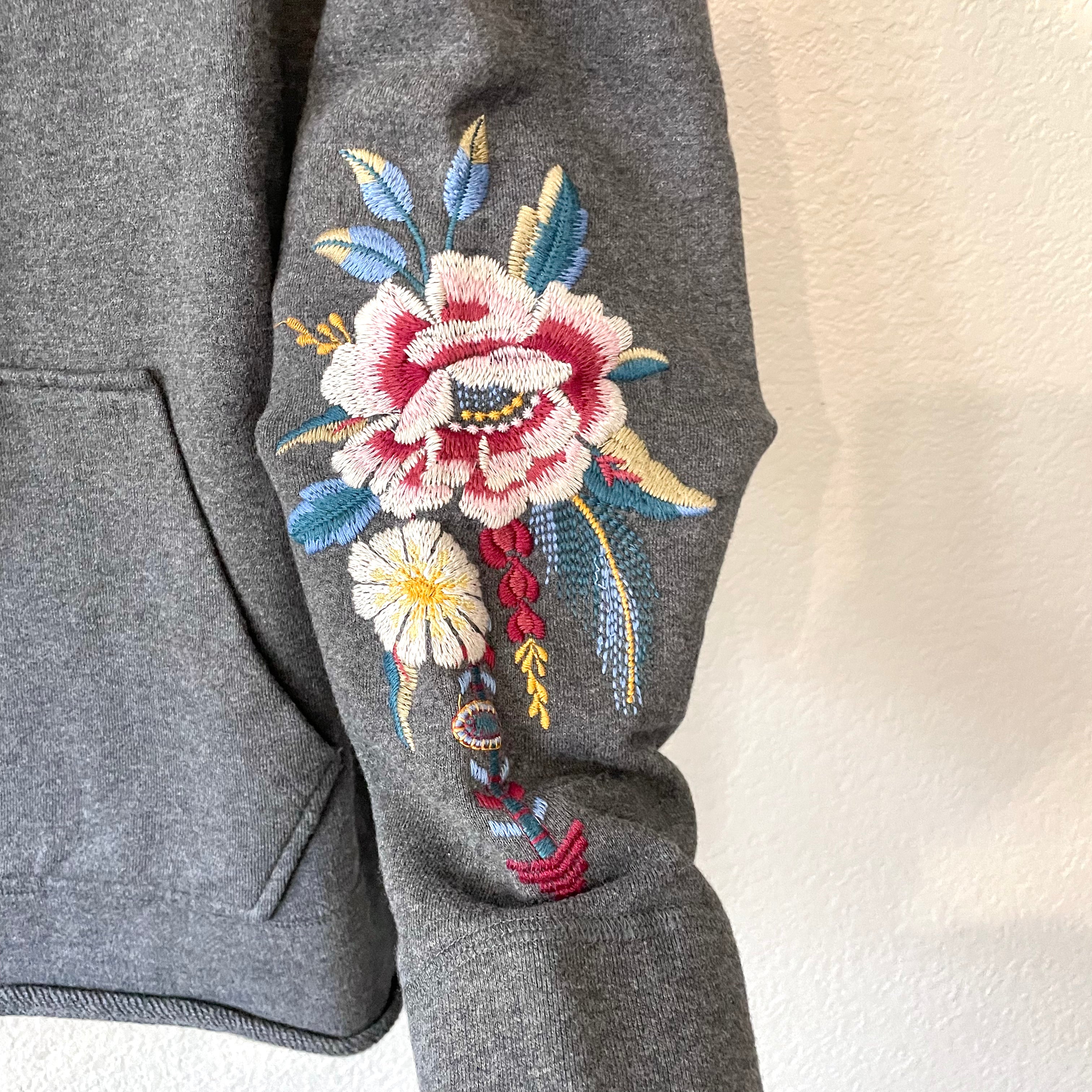 Floral Embroidered Hoodie