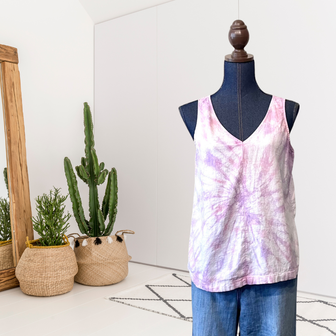 Tie Dye Linen Blend Tank Top