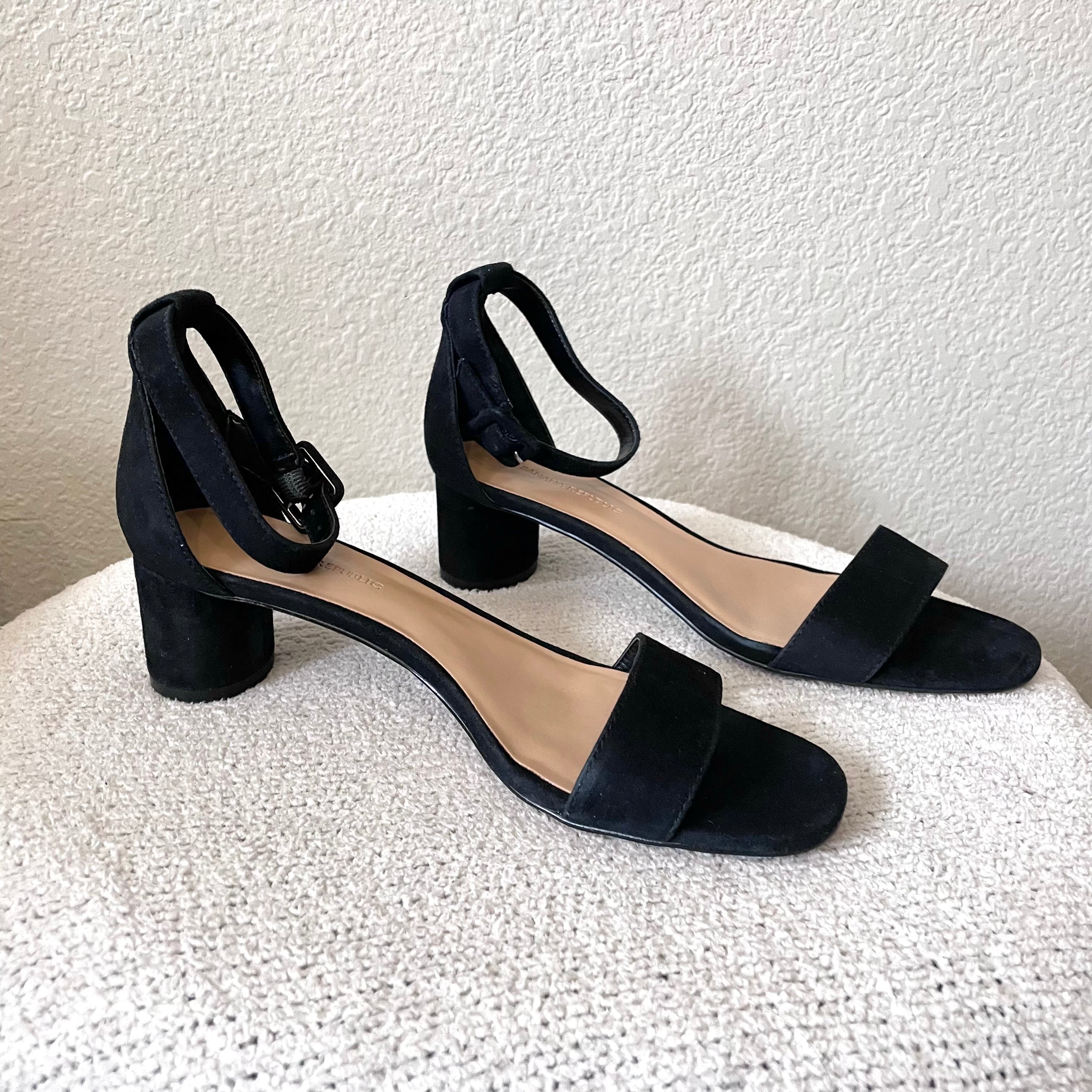 Suede Low Block Heel