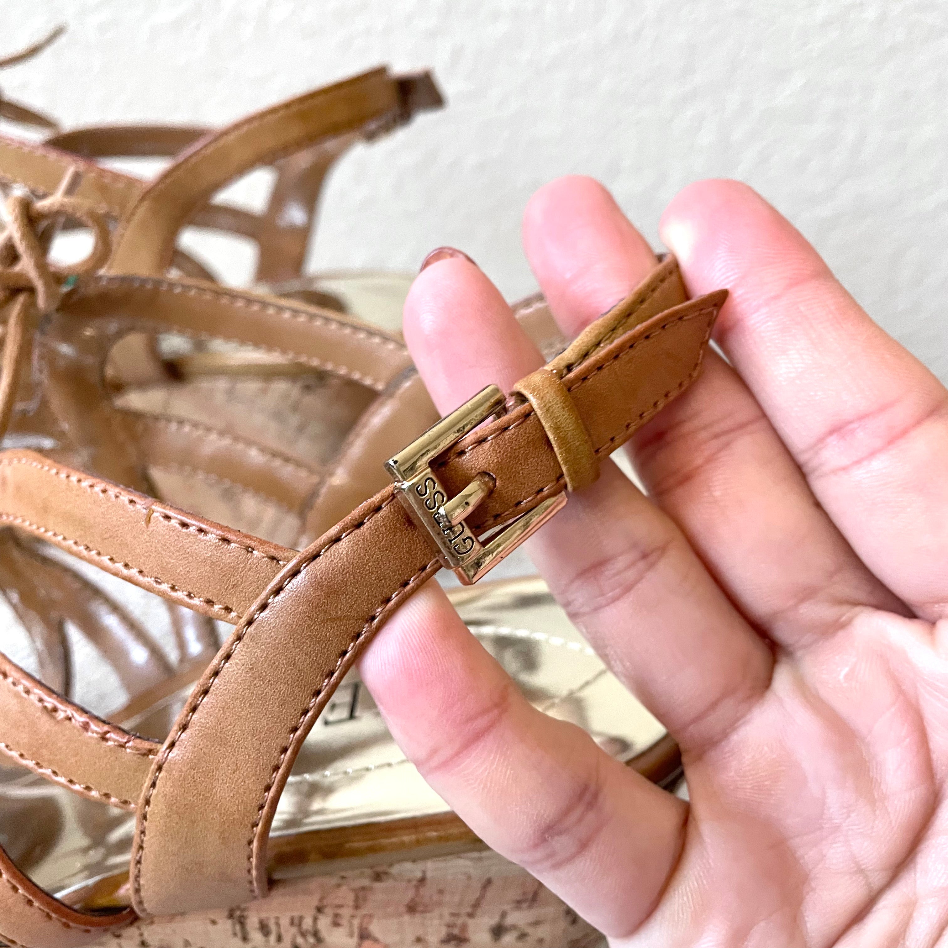 Strappy Cork Wedge Heels