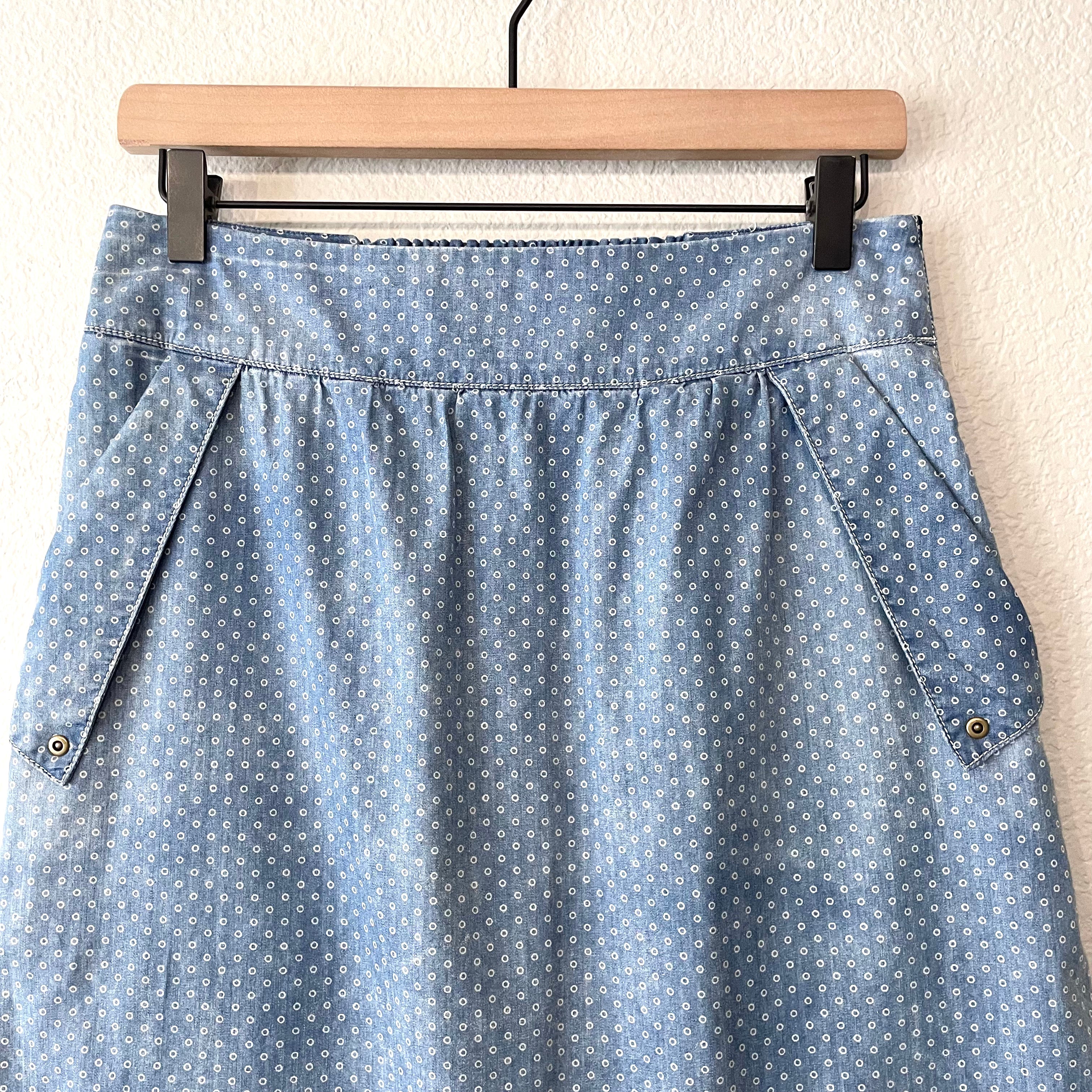 Polka Dot Chambray Skirt