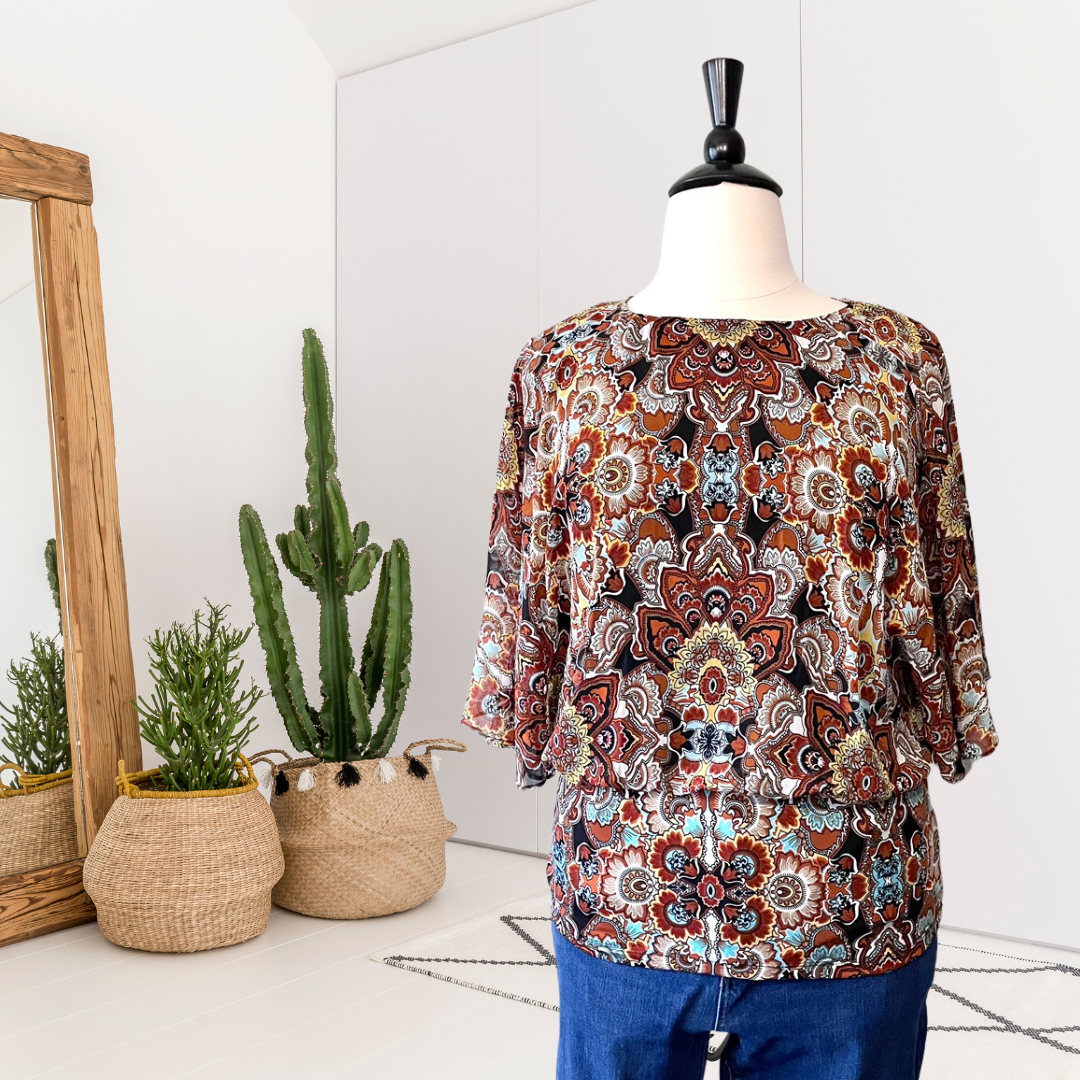 Floral Banded Waist Blouse