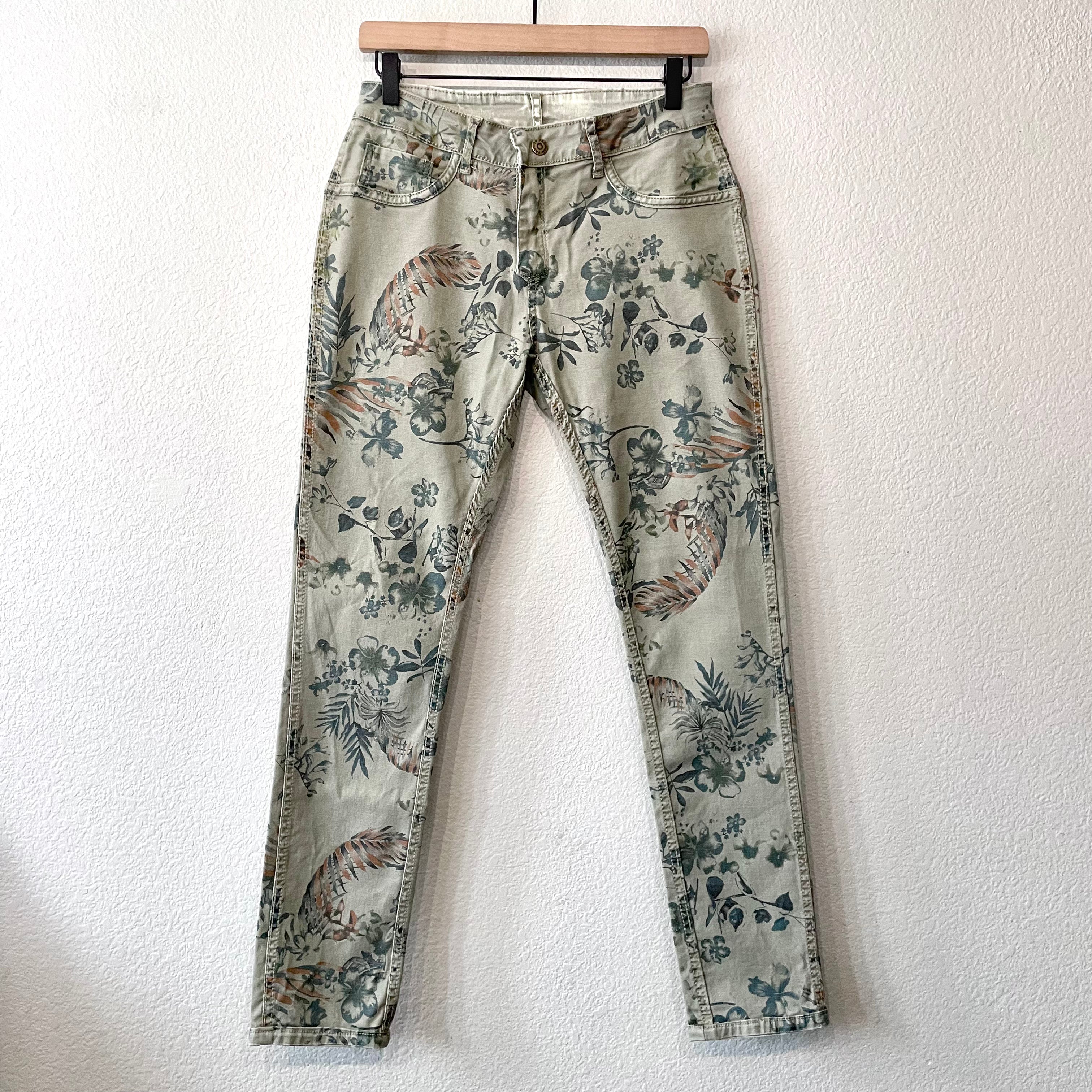 Reversible Floral Leaf Jeans