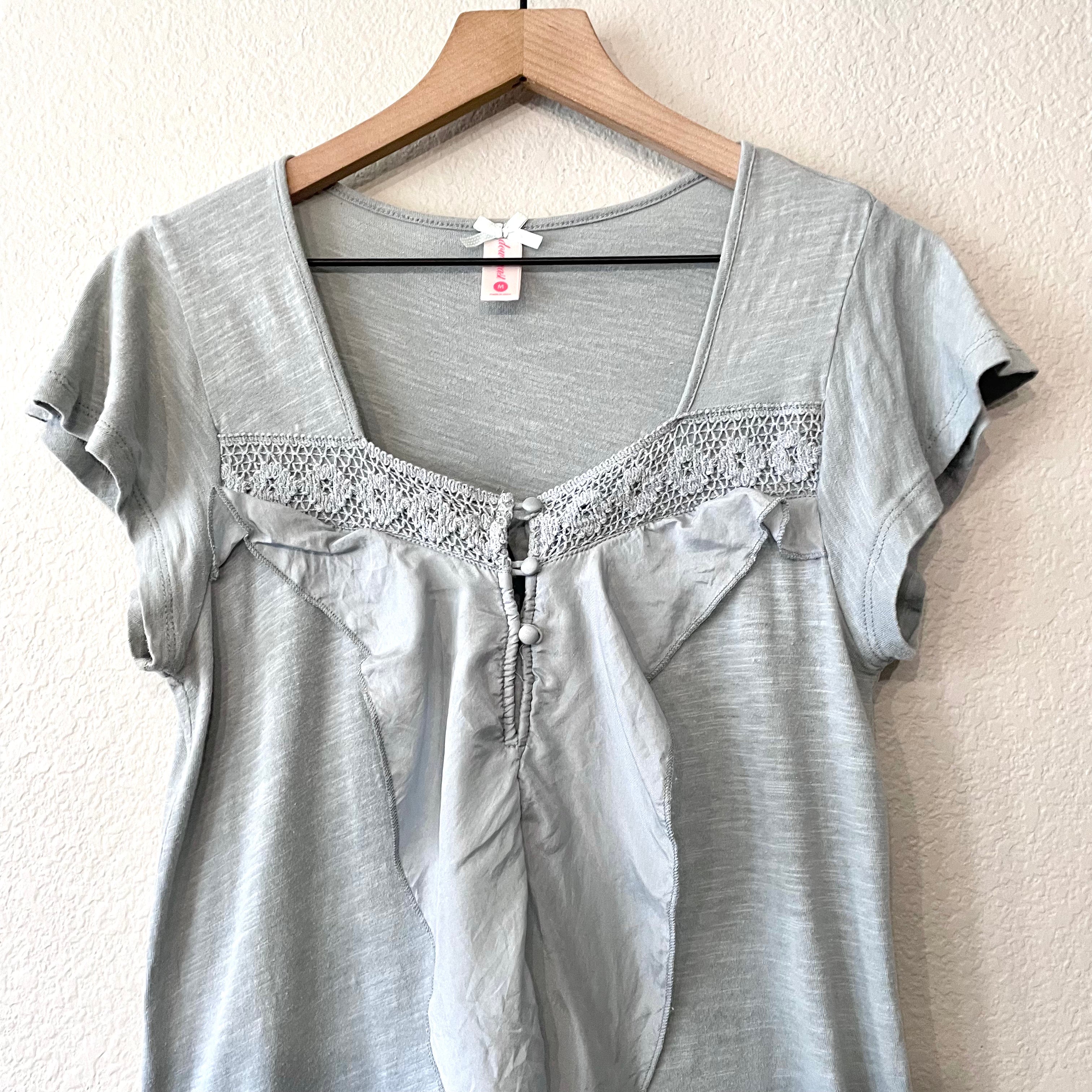 Silk Ruffle Short Sleeve Top