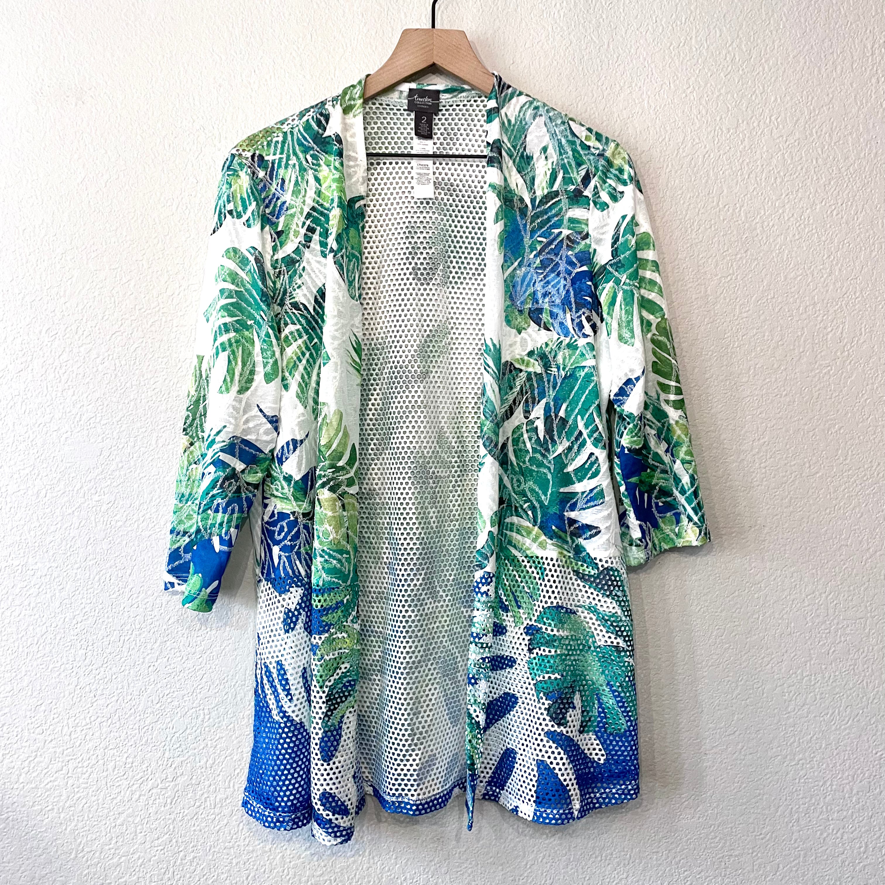 Tropical Leaf Mesh Cardigan