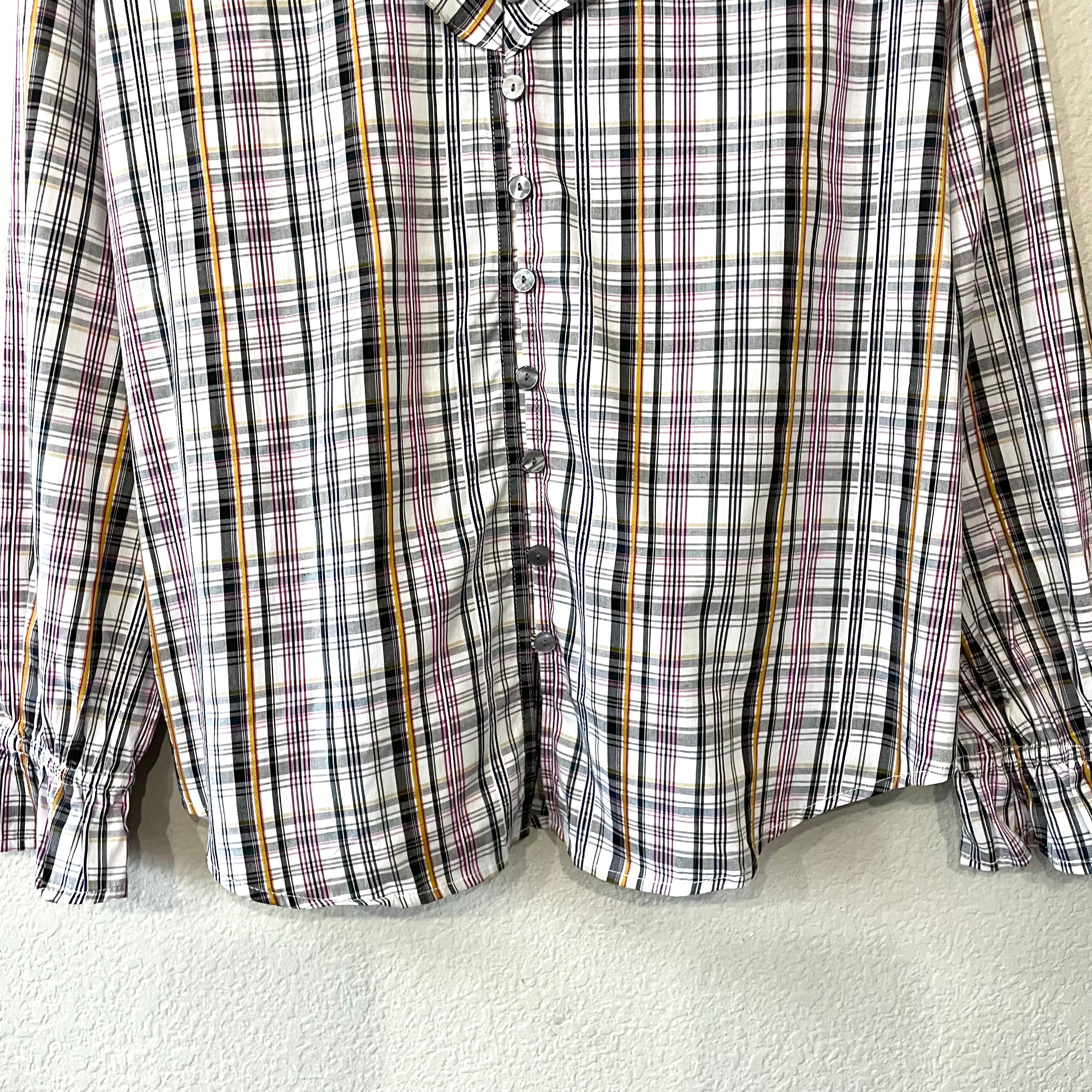 Plaid Bell Sleeve Button Up