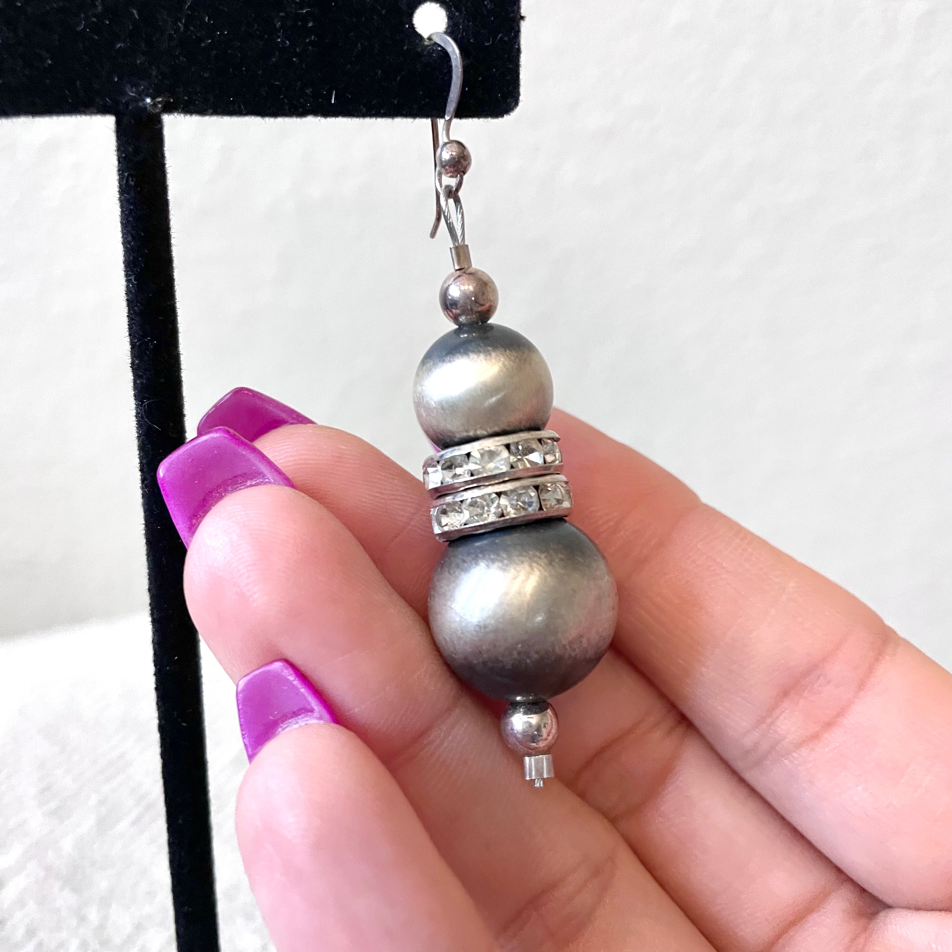 Navajo Pearl Crystal Earrings