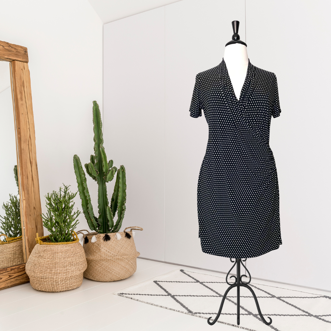 Polka Dot Faux Wrap Dress